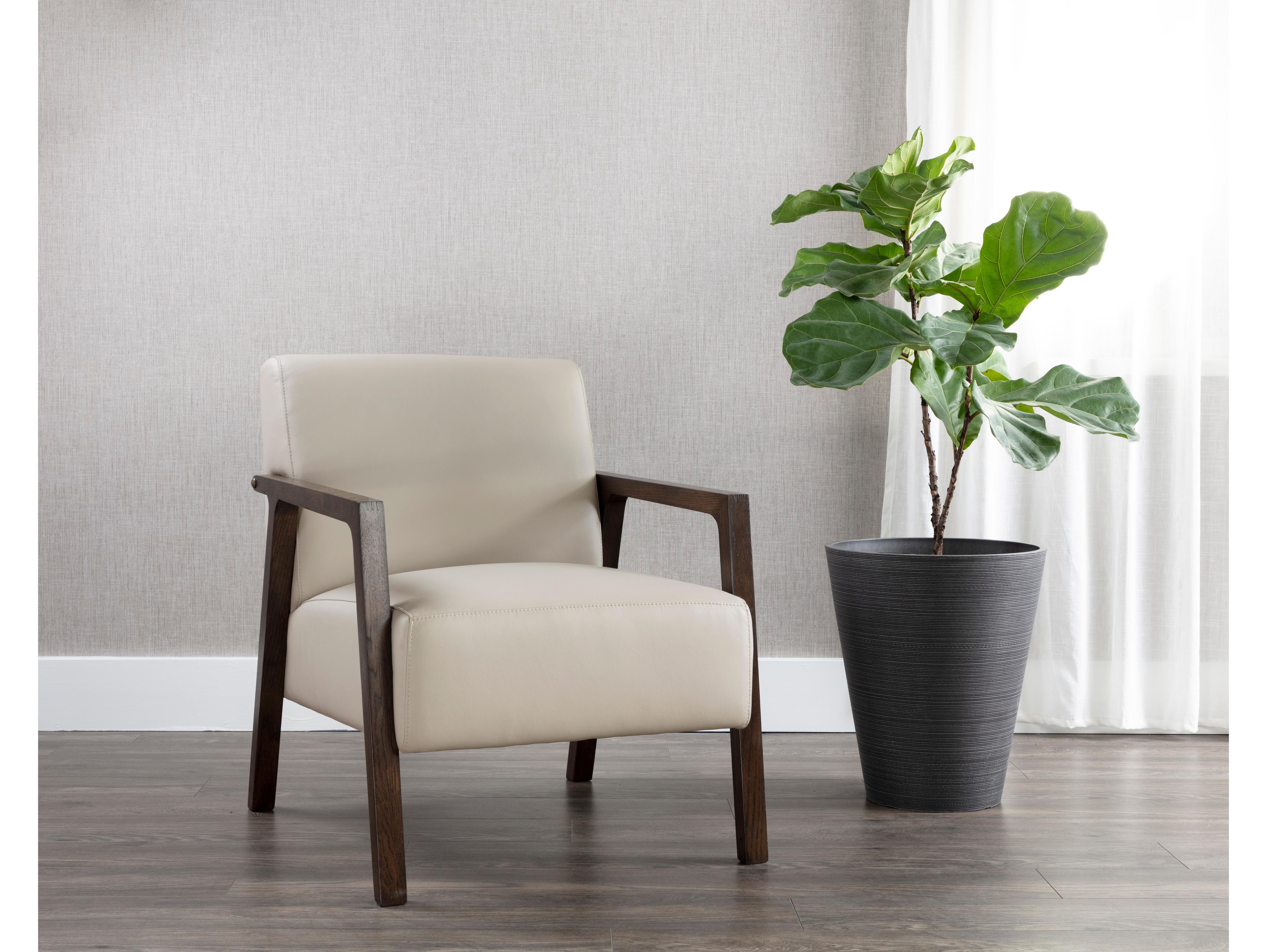 Sunpan Neymar Gray Leather Accent Chair