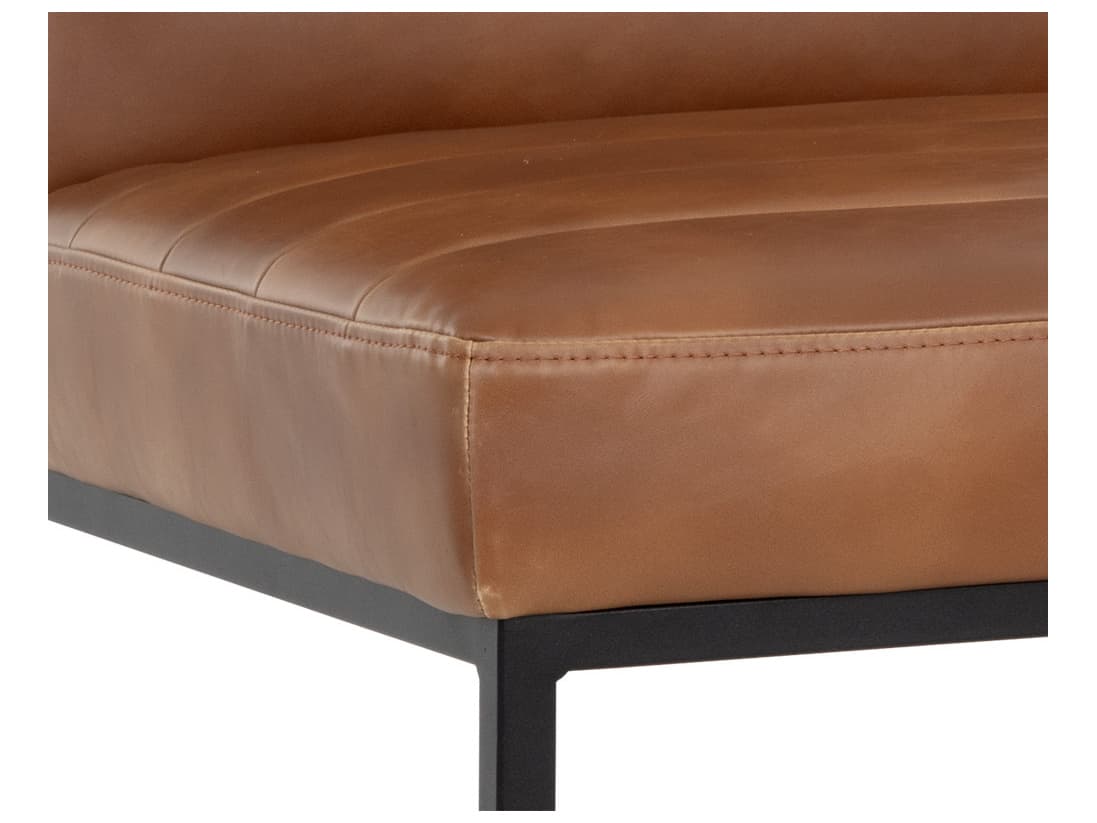 Sunpan Spyros Brown Faux Leather Side Dining Chair