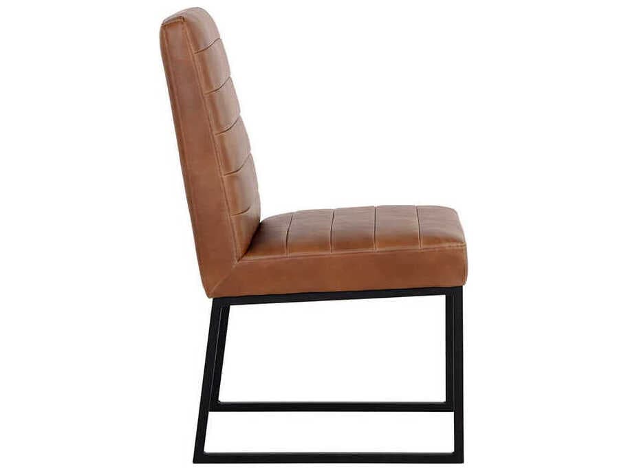 Sunpan Spyros Brown Faux Leather Side Dining Chair