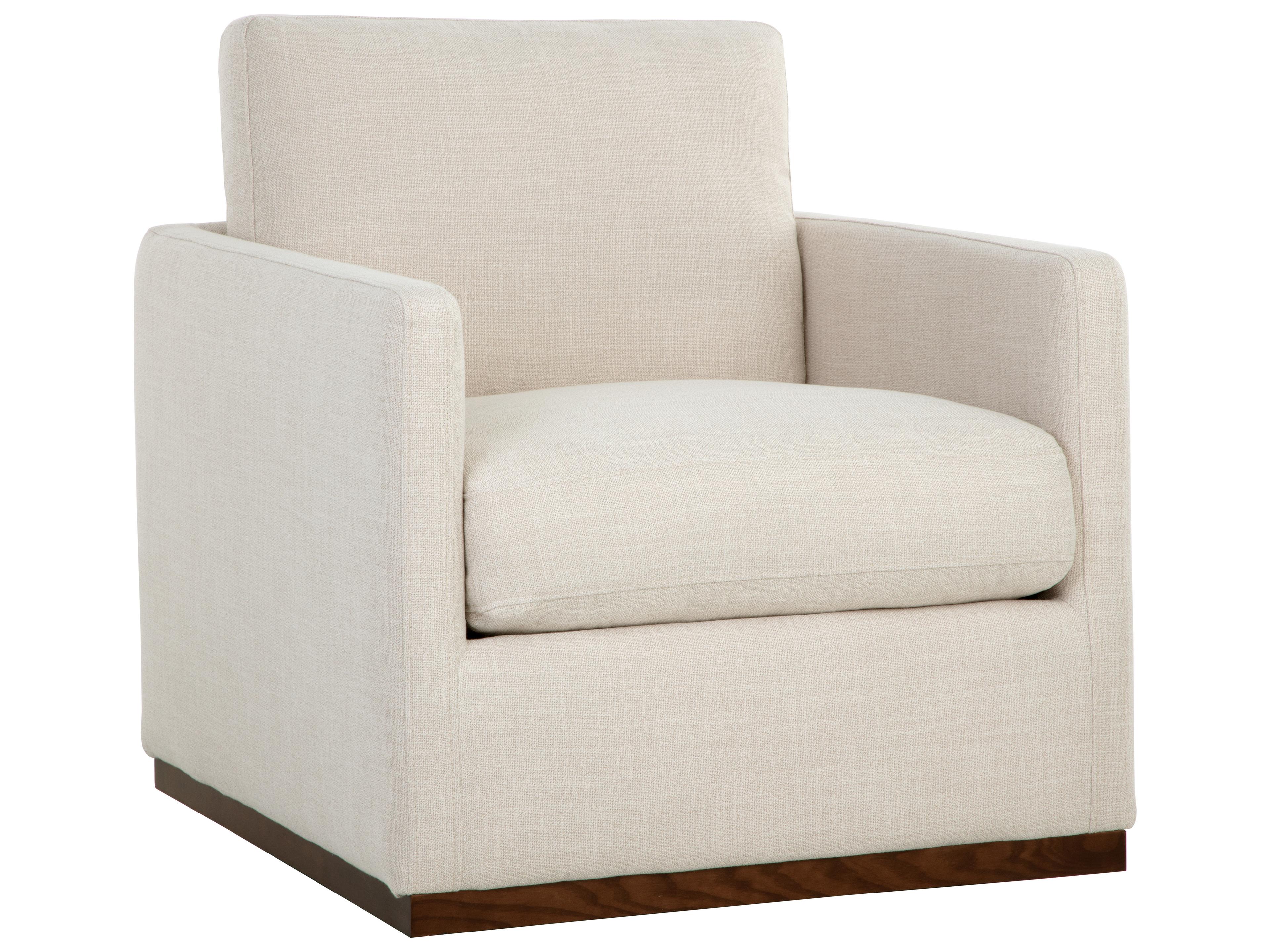 Sunpan Portman Swivel White Fabric Accent Chair
