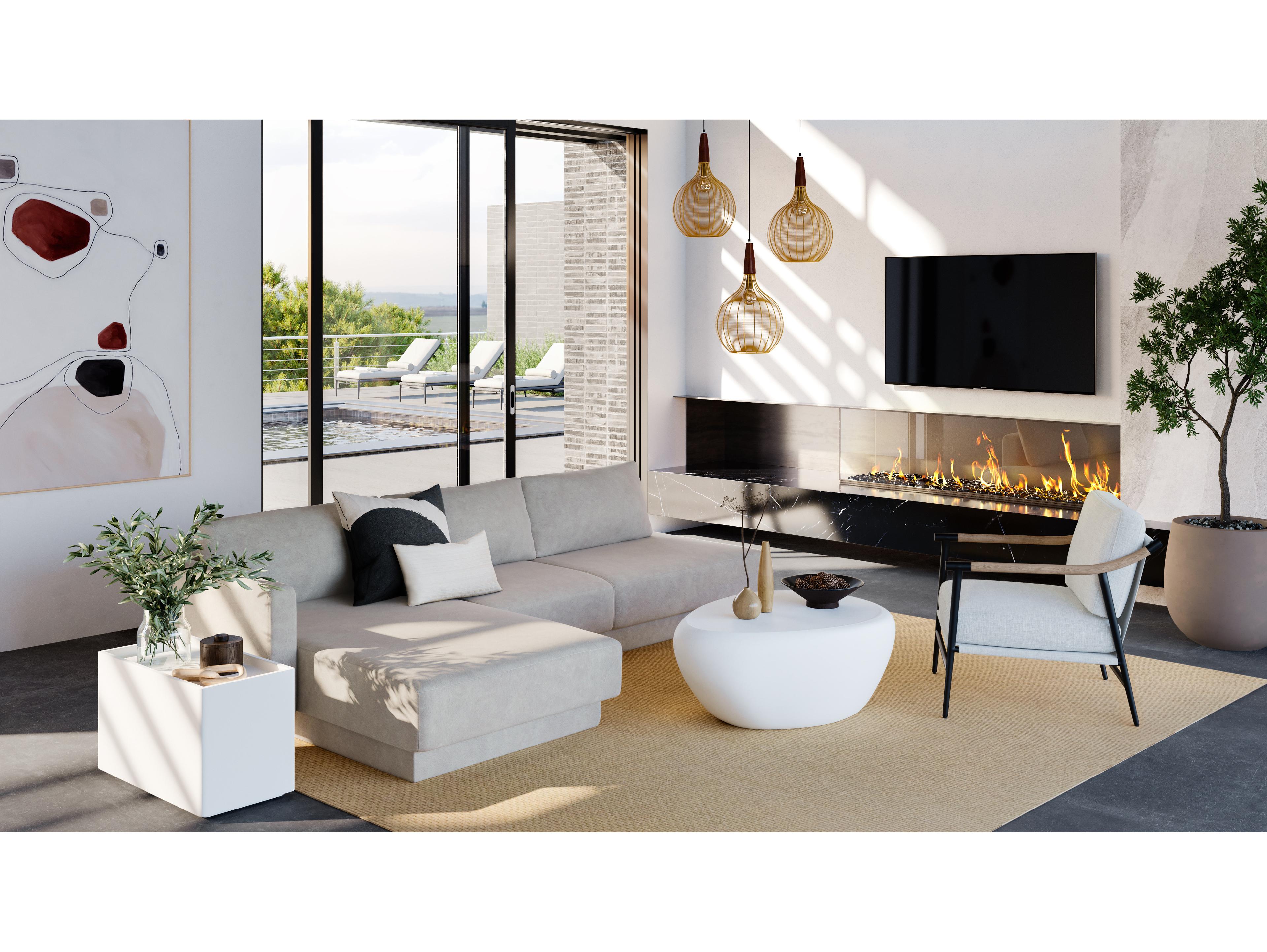 Sunpan Tecoma Upholstered Sectional Sofa with LAF Chaise