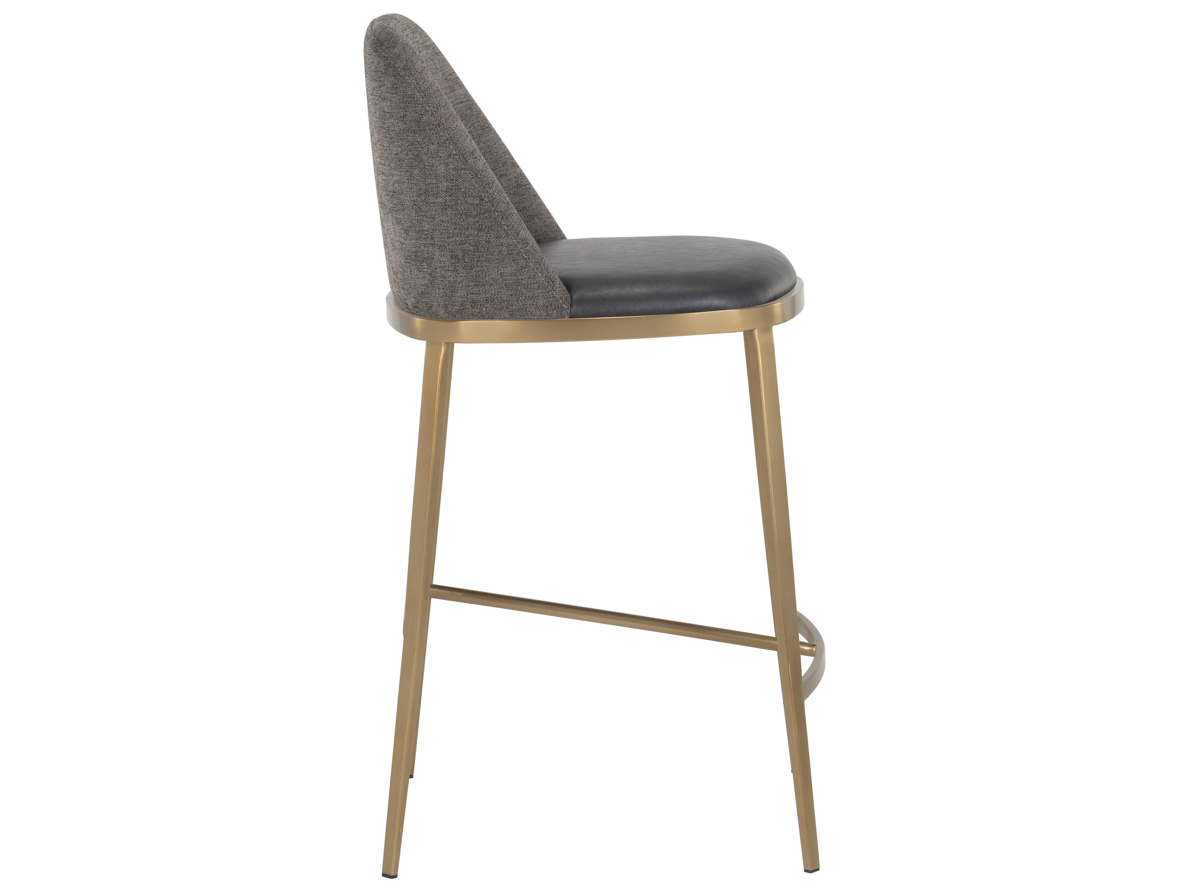 Sunpan Ikon Dover Upholstered Bravo Portabella Sparrow Grey Gold Counter Stool