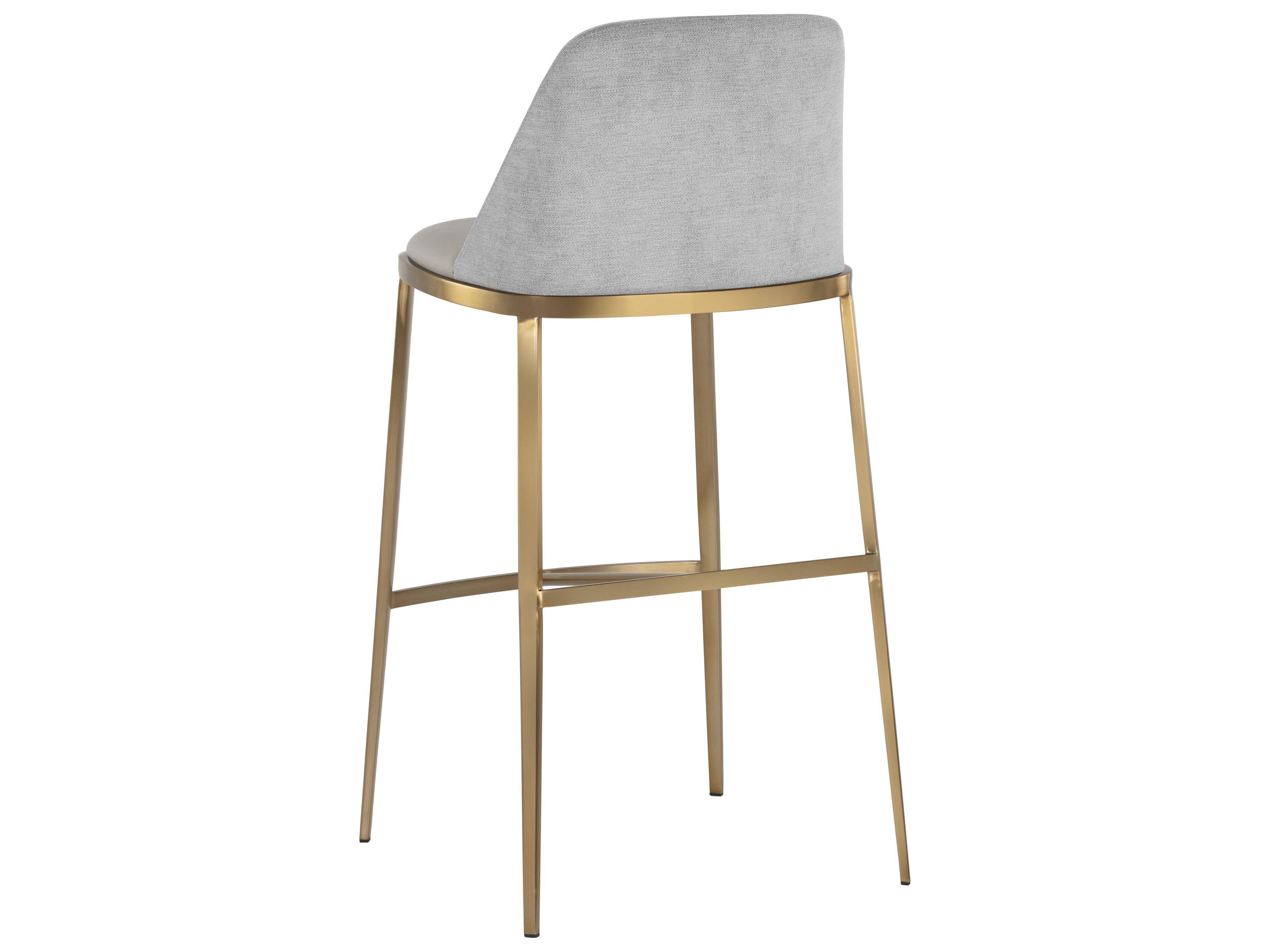 Sunpan Ikon Dover Upholstered Napa Stone Polo Club Gold Bar Stool