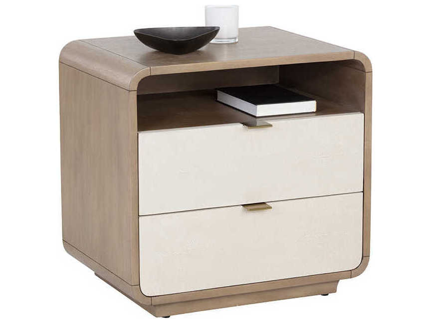 Sunpan Kayden 2-Drawers Beige Acacia Wood Nightstand