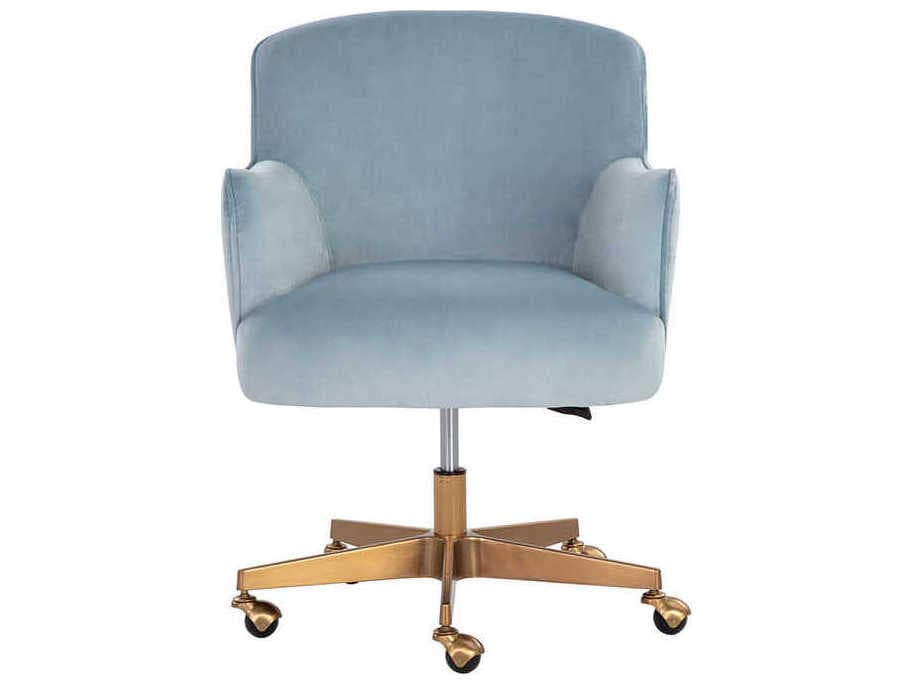 Sunpan Karina Cornflower Blue Sky Upholstered Adjustable Computer Chair