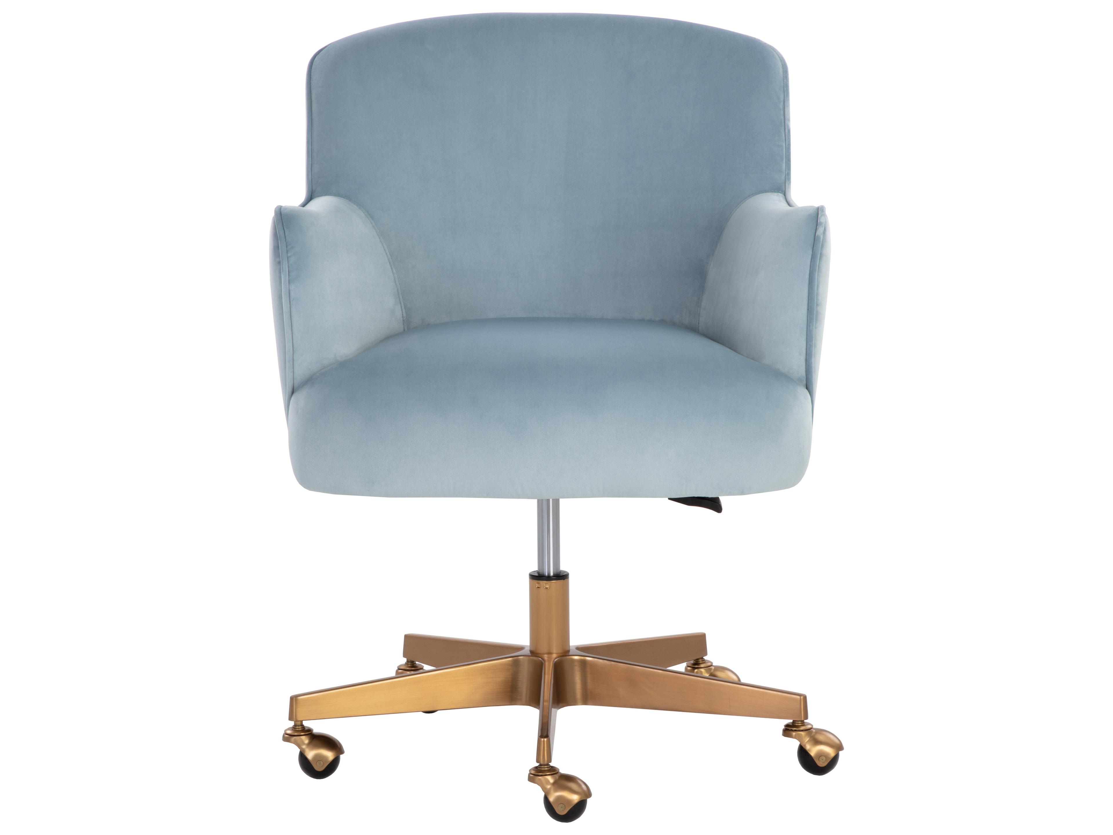 Sunpan Karina Cornflower Blue Sky Upholstered Adjustable Computer Chair