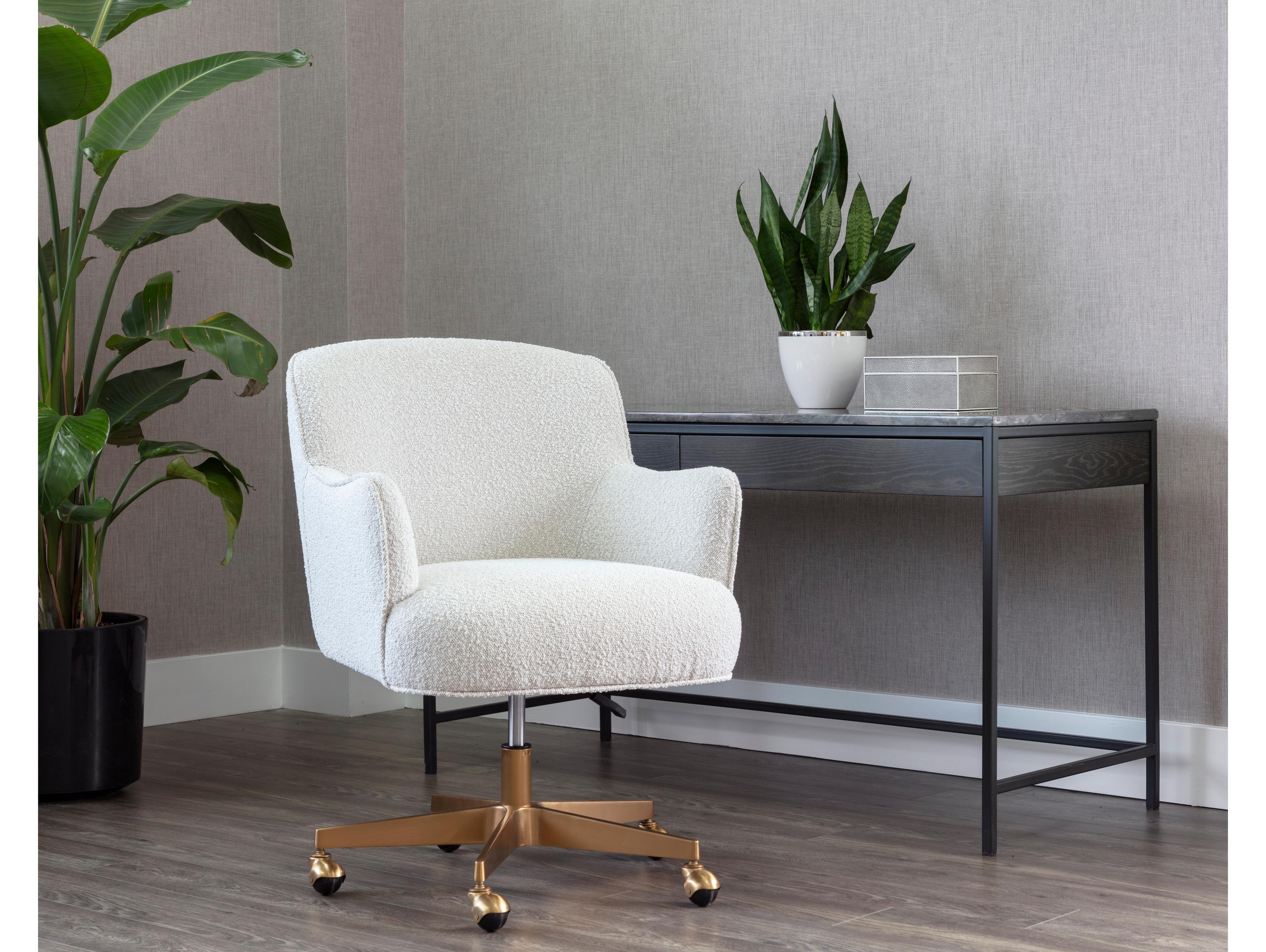 Sunpan Karina Copenhagen White Upholstered Adjustable Coumputer Chair