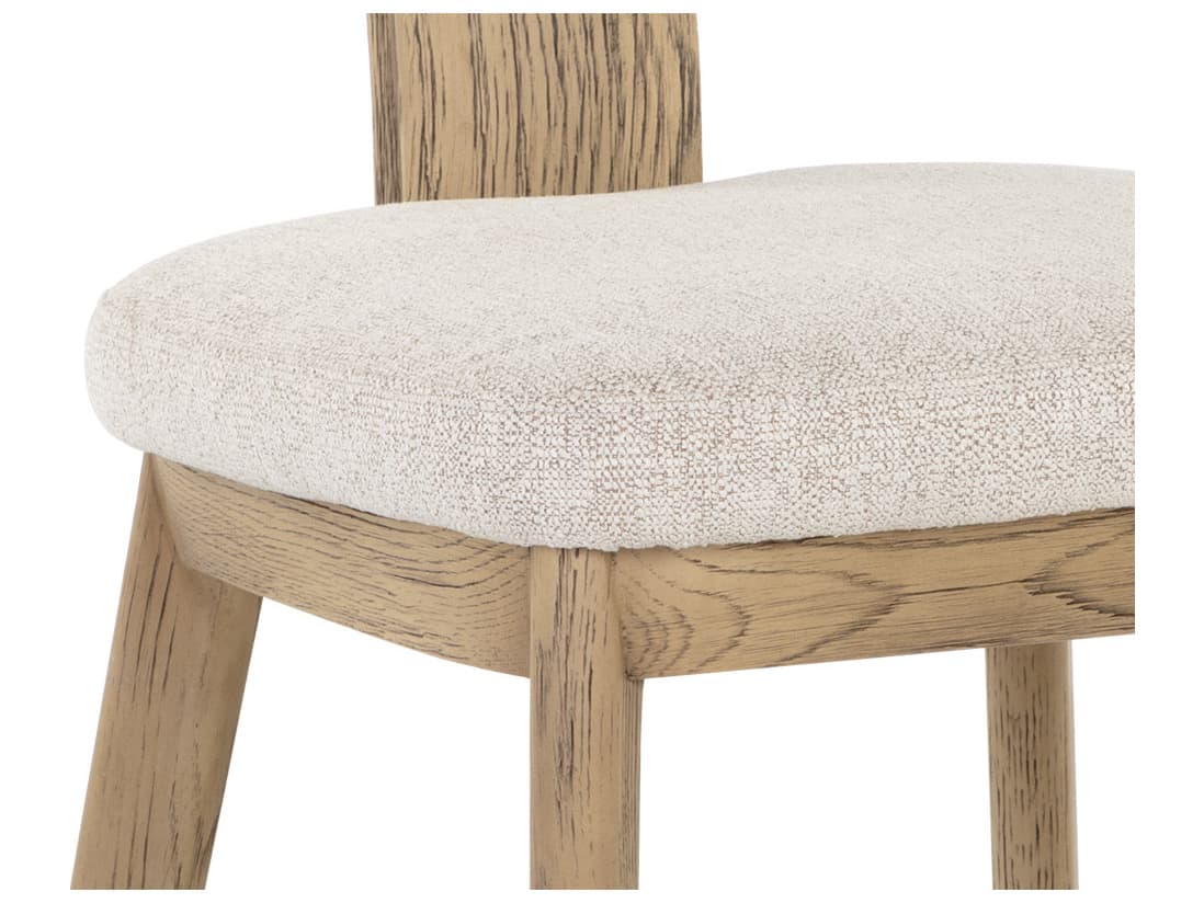 Sunpan Rickett Oak Wood Beige Upholstered Side Dining Chair