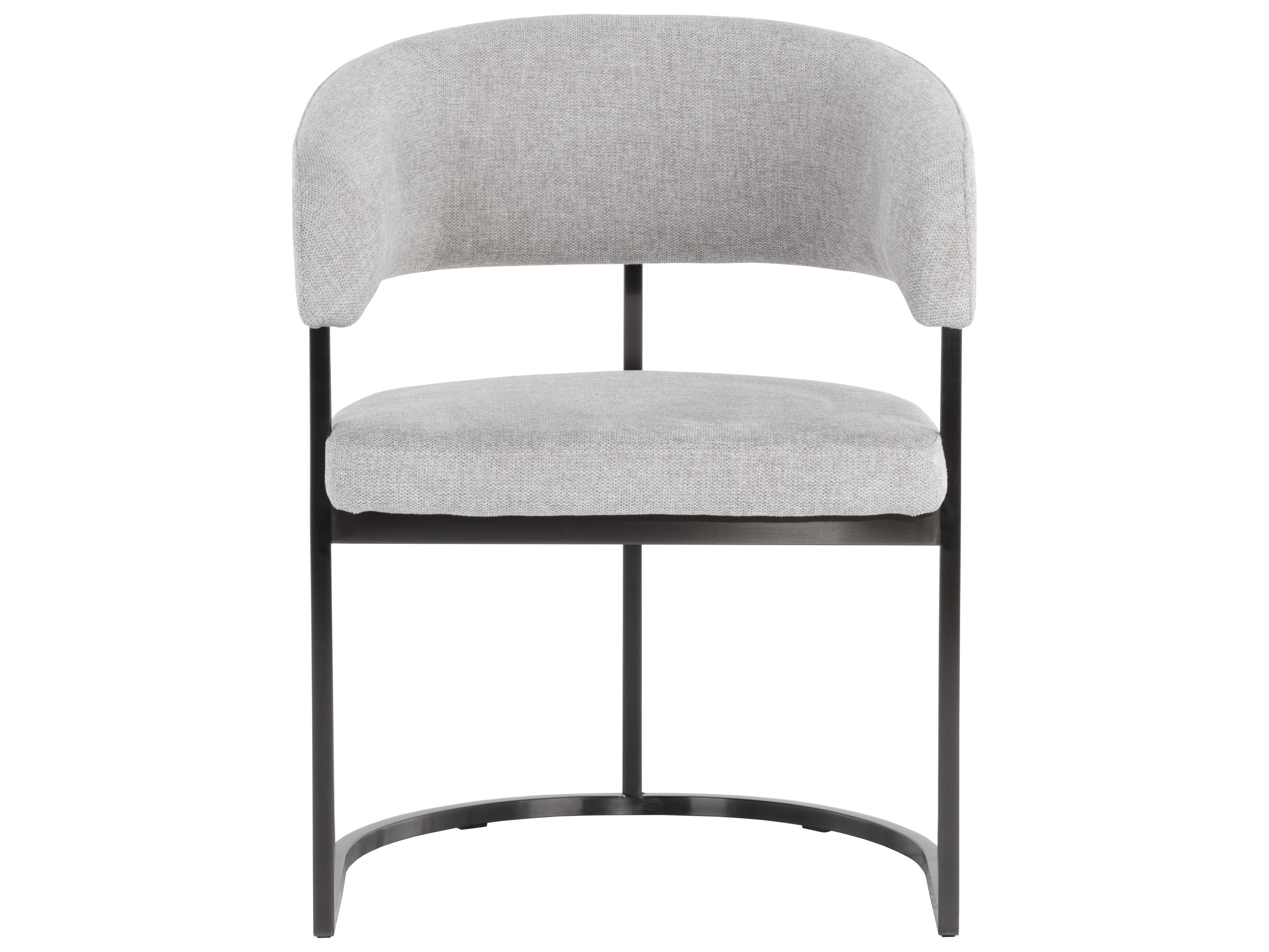 Sunpan Marris Gray Upholstered Arm Dining Chair