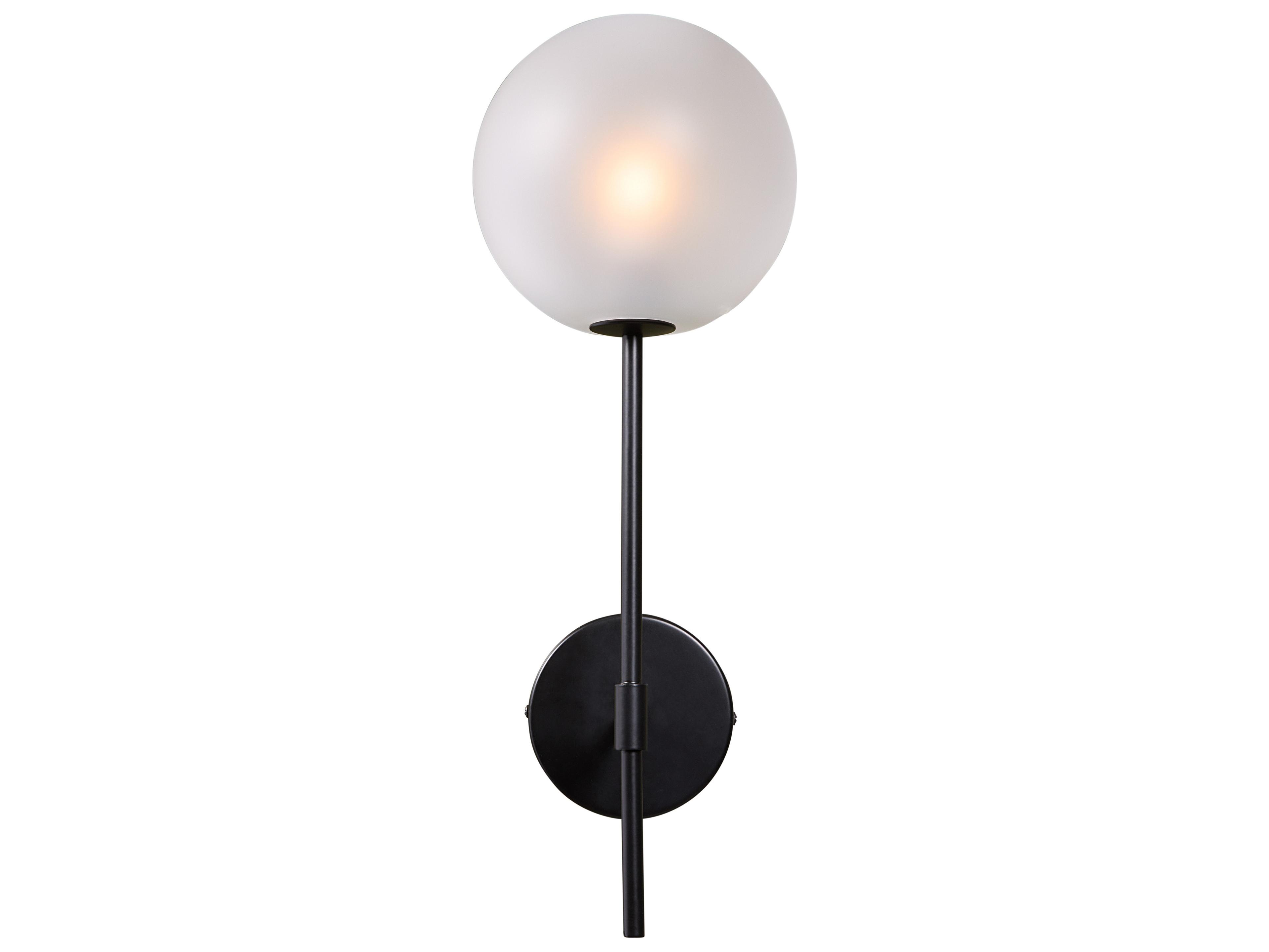 Sunpan Izora 1-Light Black Frosted White Wall Sconce