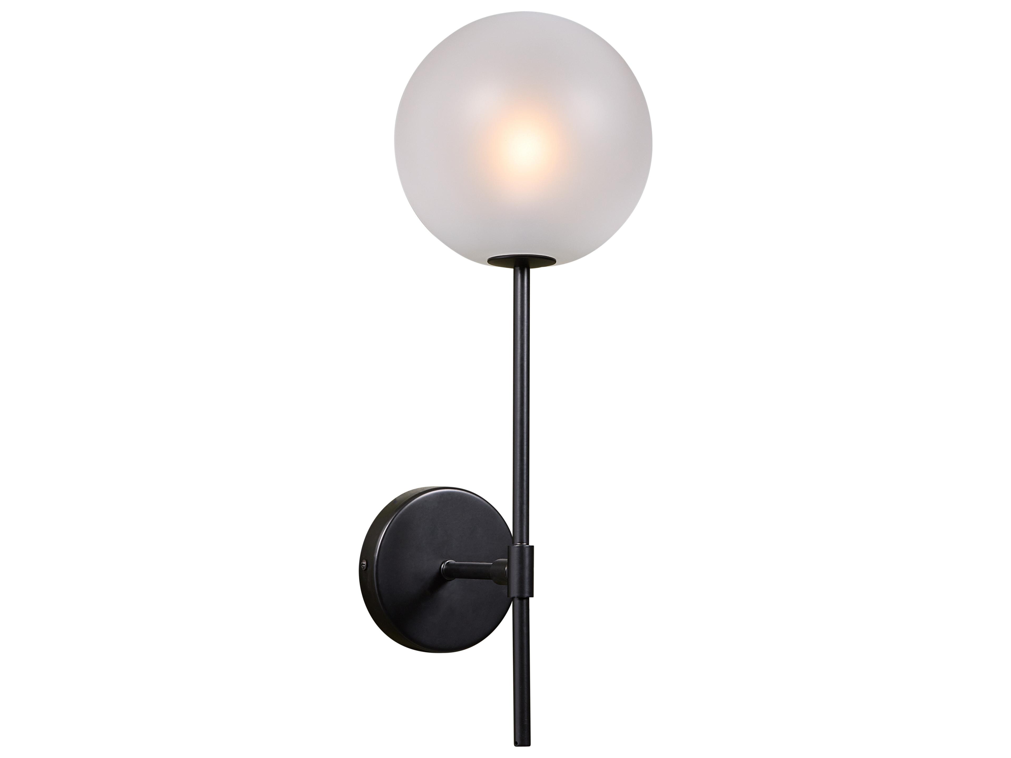 Sunpan Izora 1-Light Black Frosted White Wall Sconce