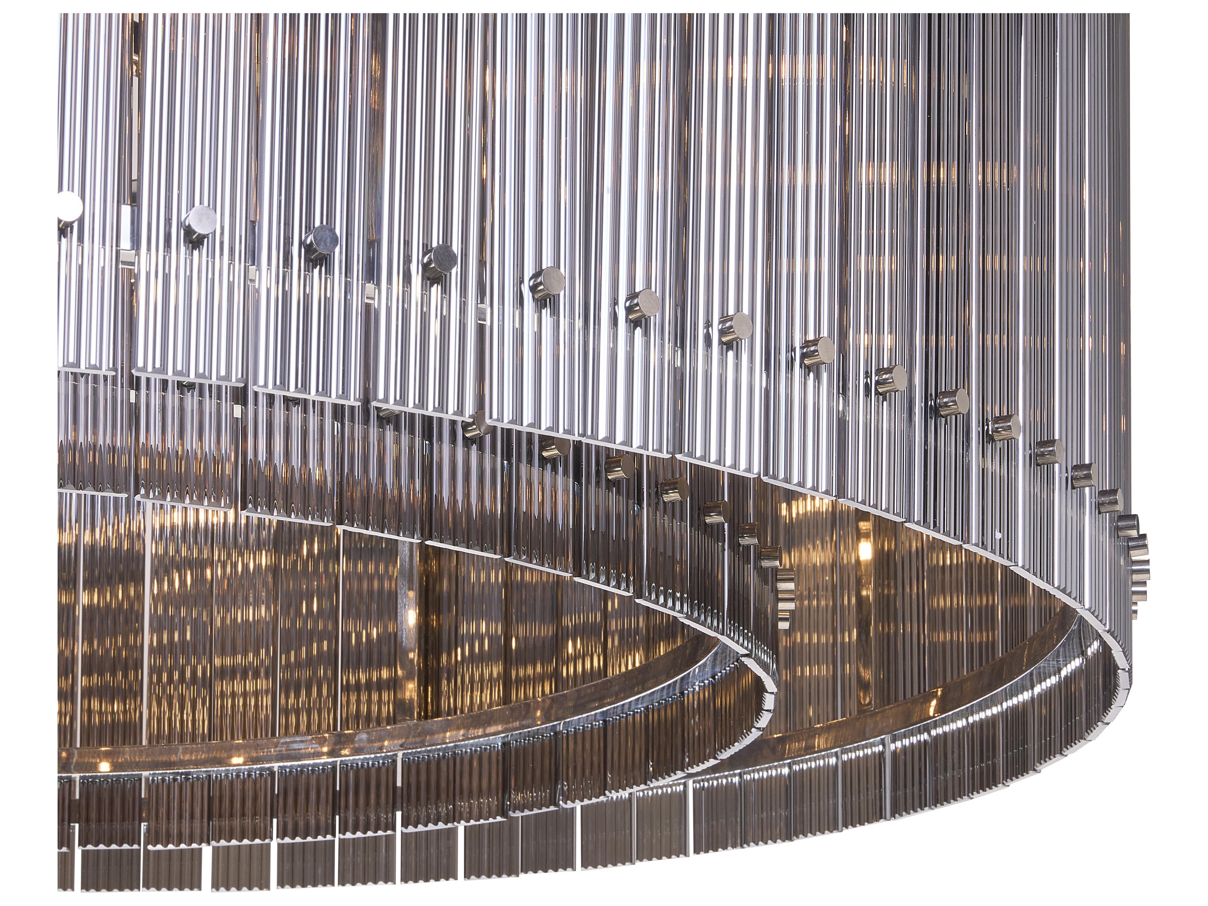 Sunpan Kore 36-Light Nickel Smoke Grey Drum Chandelier