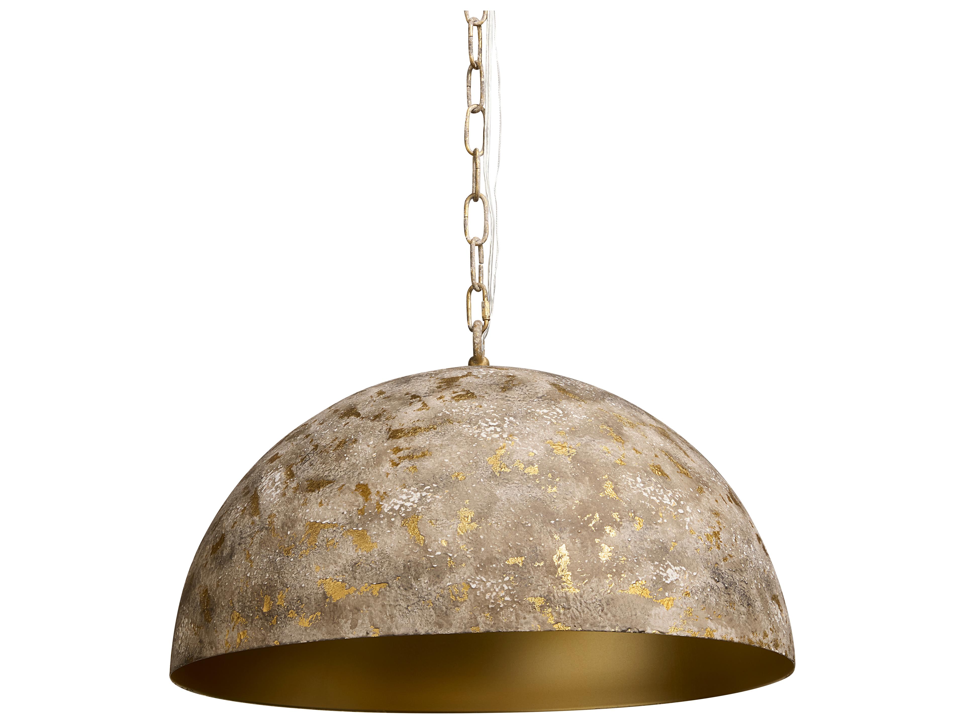 Sunpan Tara 1-Light Antique Gold White Grey Dome Pendant
