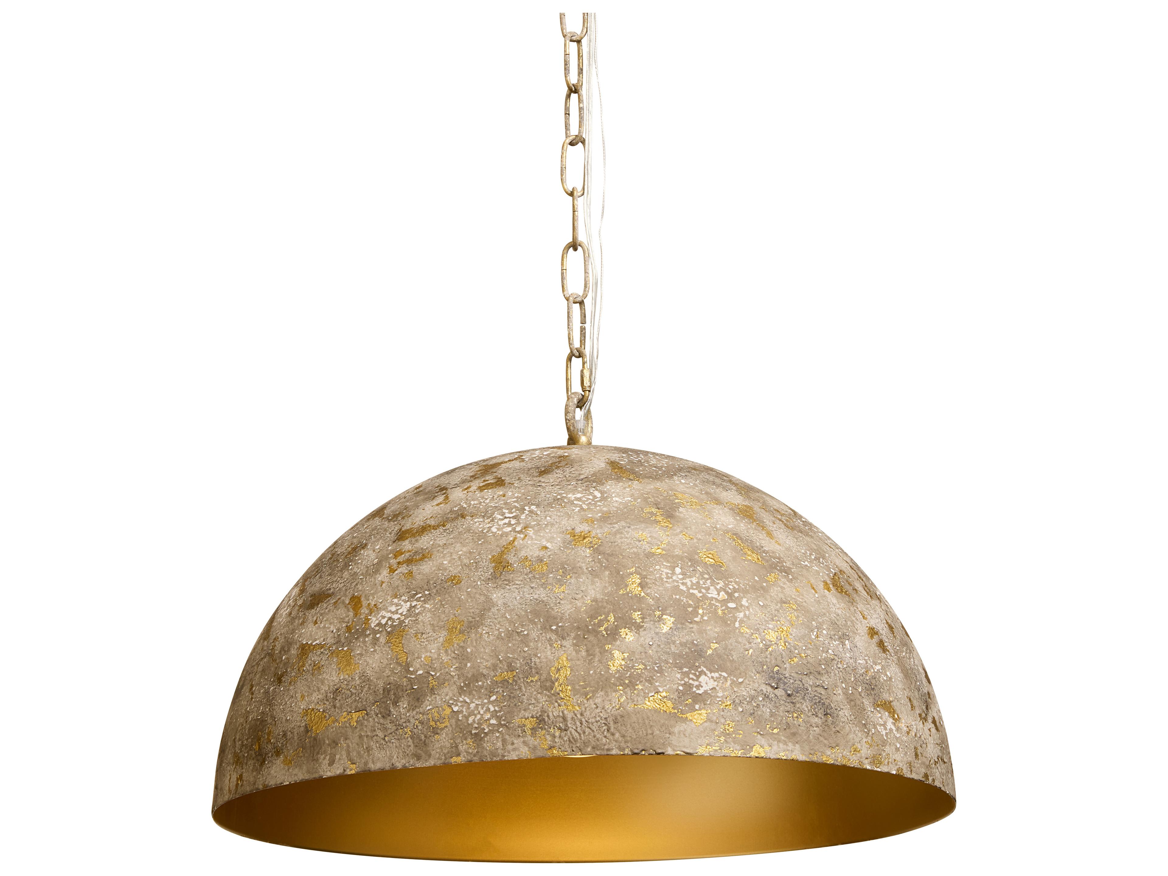 Sunpan Tara 1-Light Antique Gold White Grey Dome Pendant