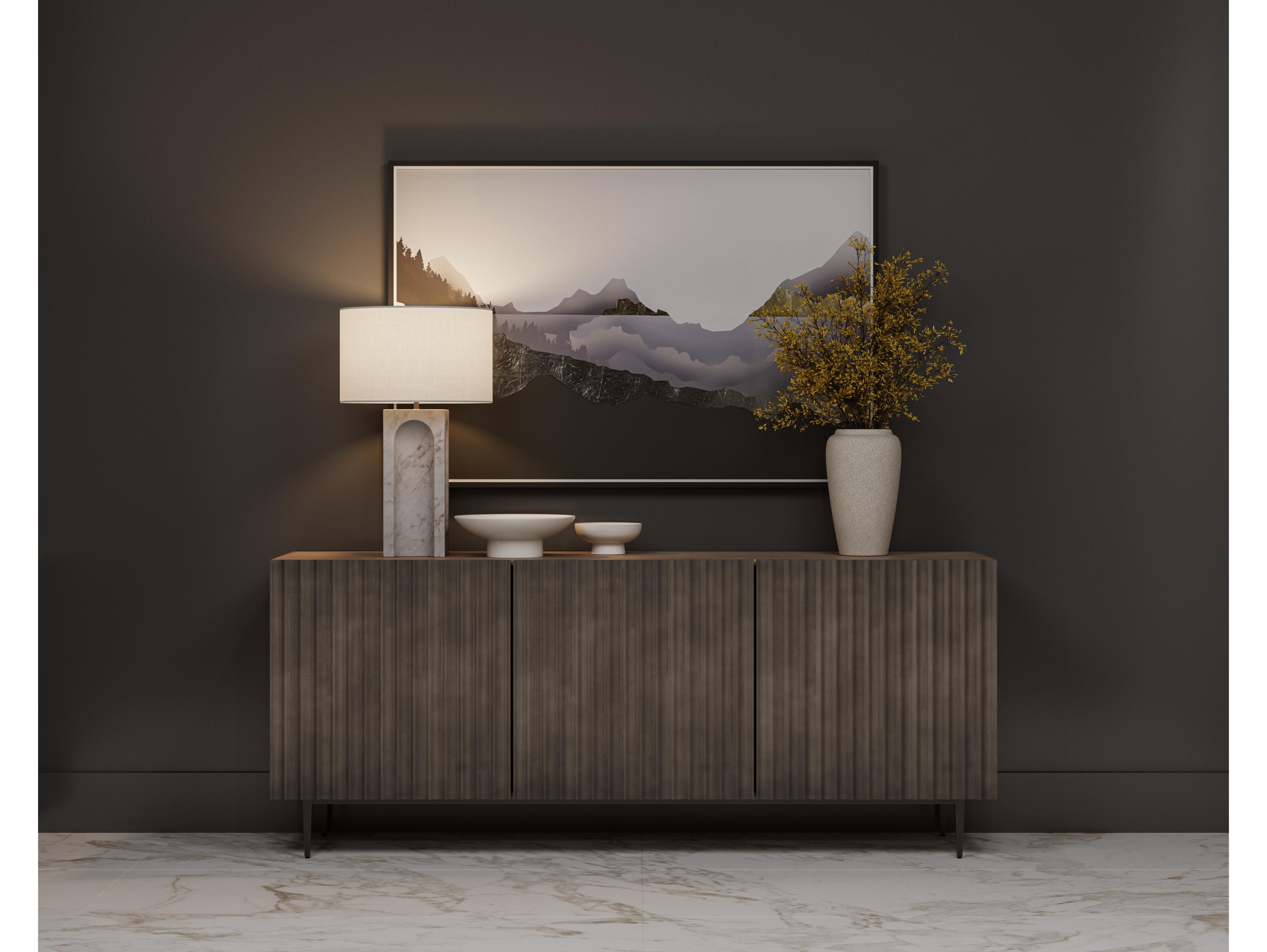 Sunpan Carlin 72" Mango Wood Taupe Antique Bronze Sideboard