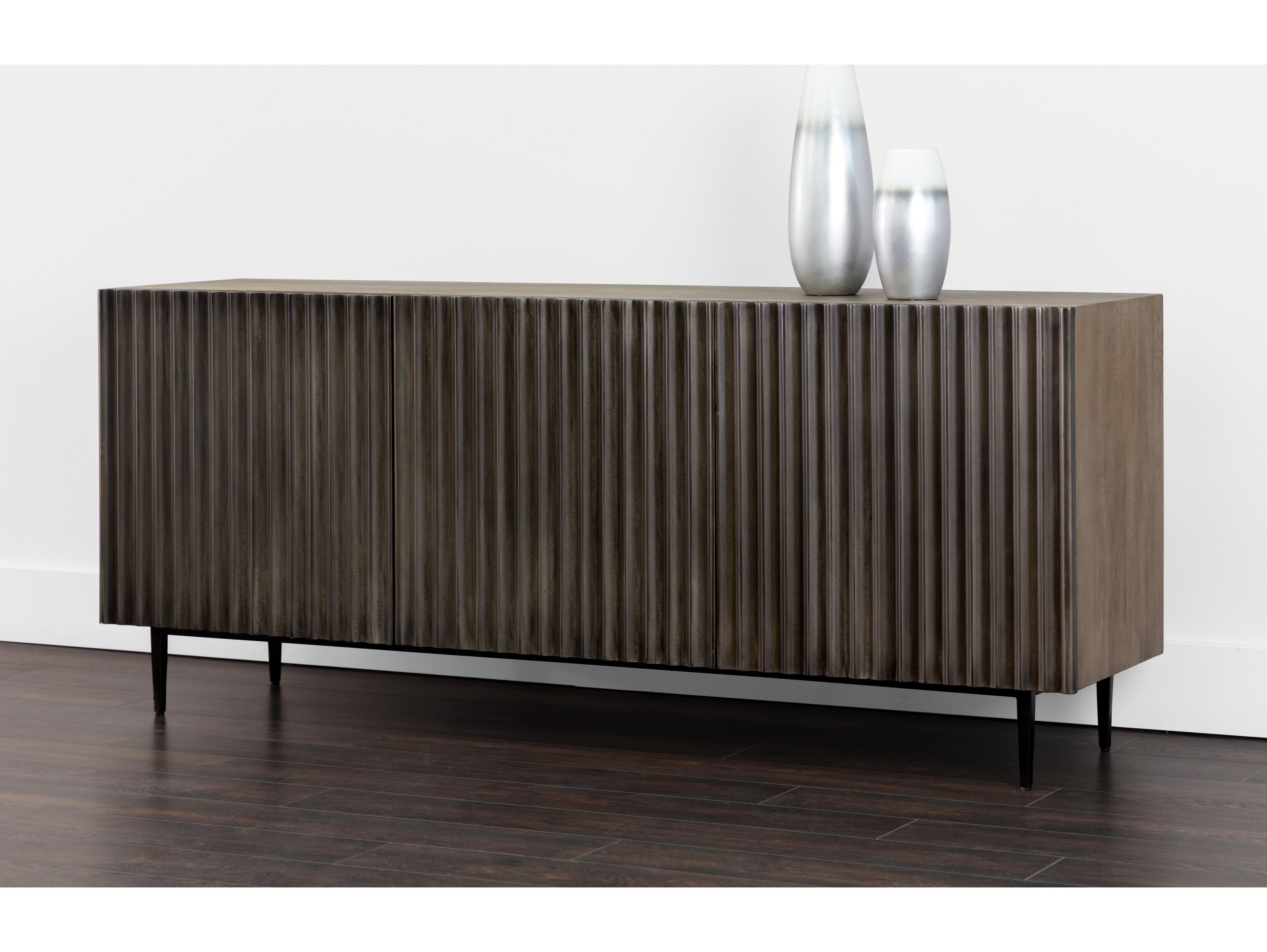 Sunpan Carlin 72" Mango Wood Taupe Antique Bronze Sideboard