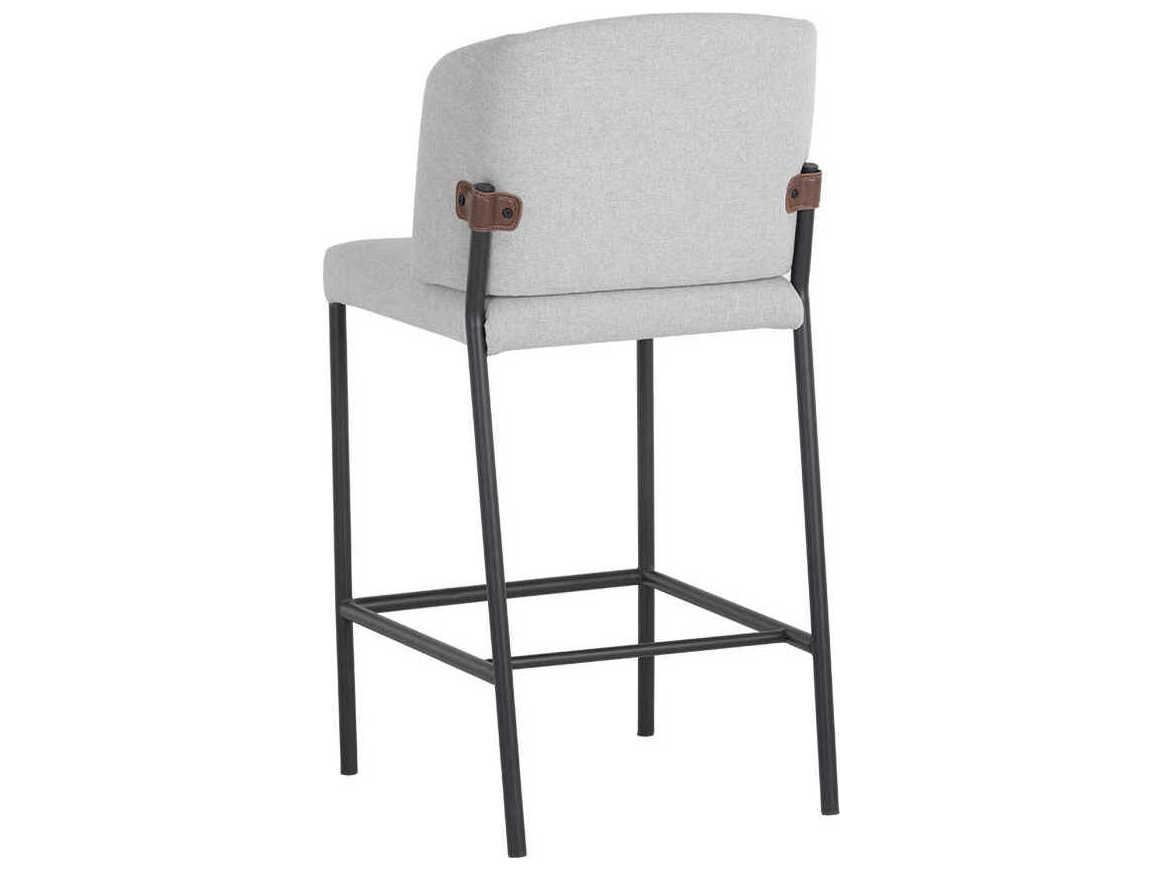 Sunpan Pearce Light Grey Bravo Cognac Upholstered Counter Stool