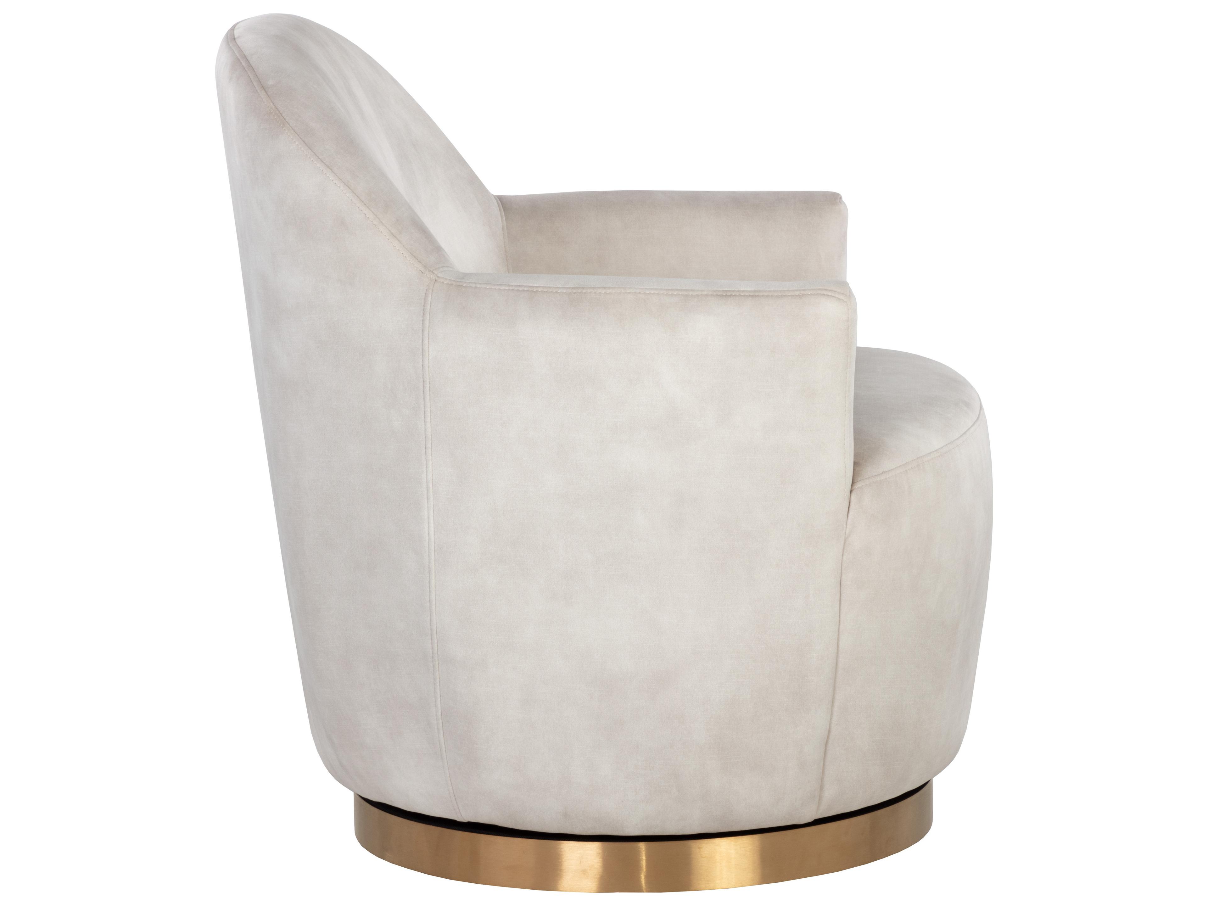 Sunpan Casey Swivel Cream Fabric Accent Chair