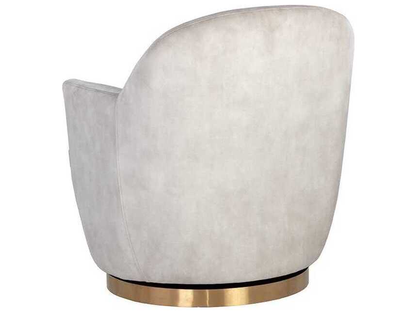 Sunpan Casey Swivel Cream Fabric Accent Chair