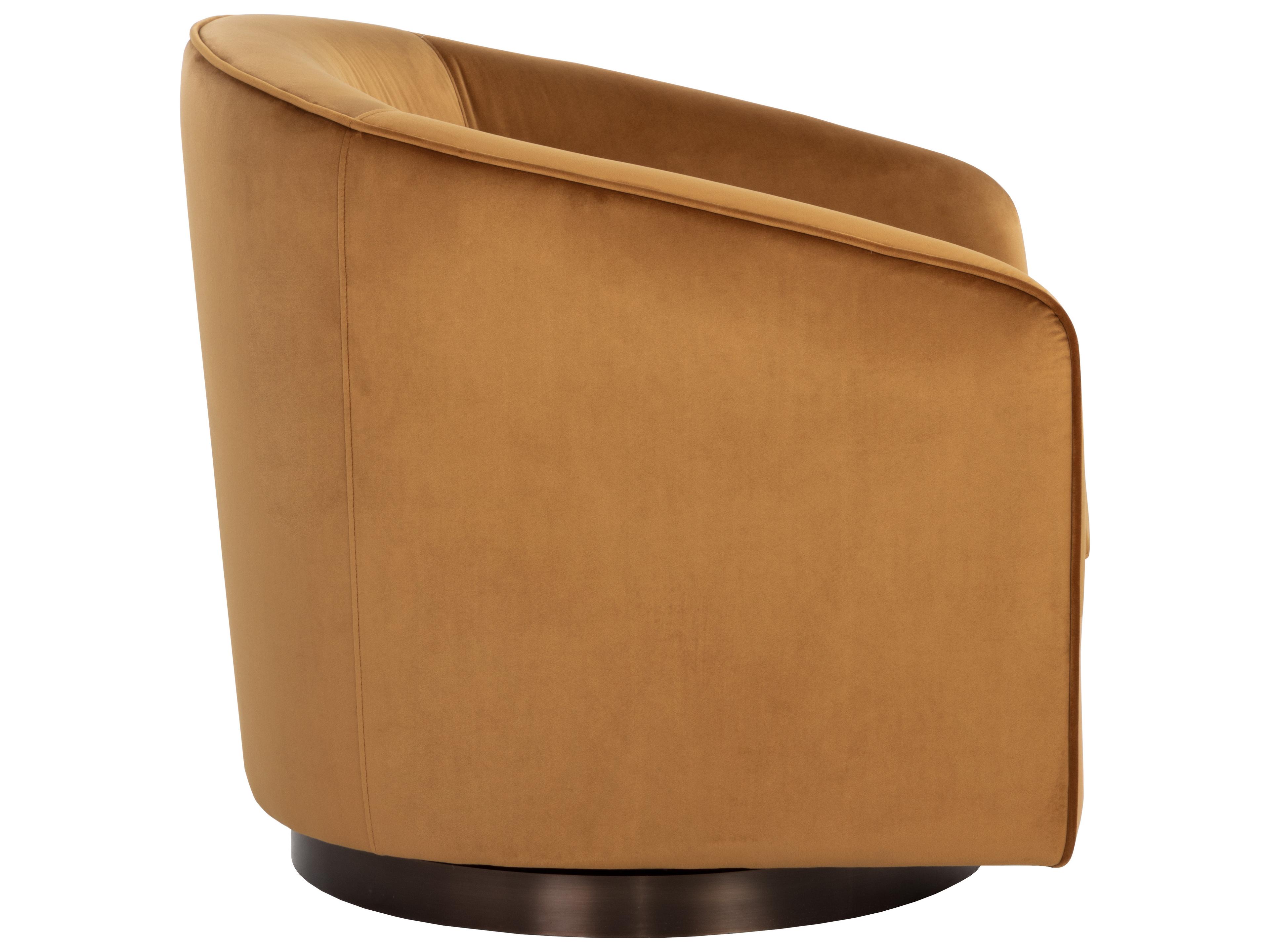 Sunpan Hazel Swivel Gold Fabric Accent Chair