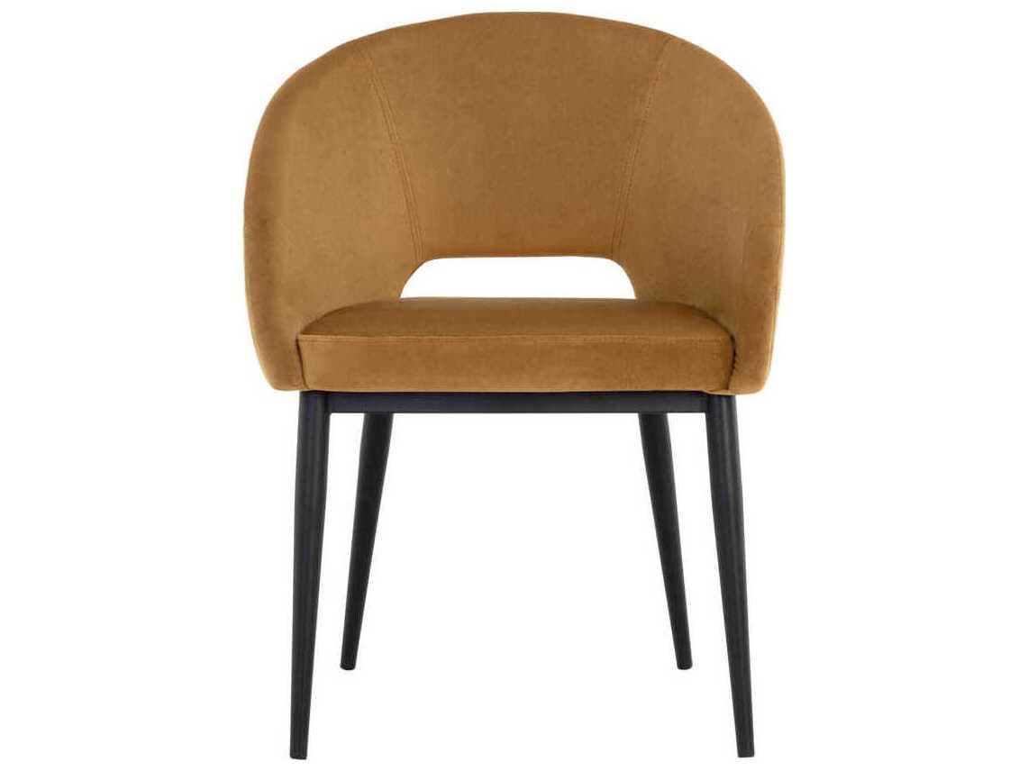 Sunpan Thatcher Gold Upholstered Arm Dining Chair