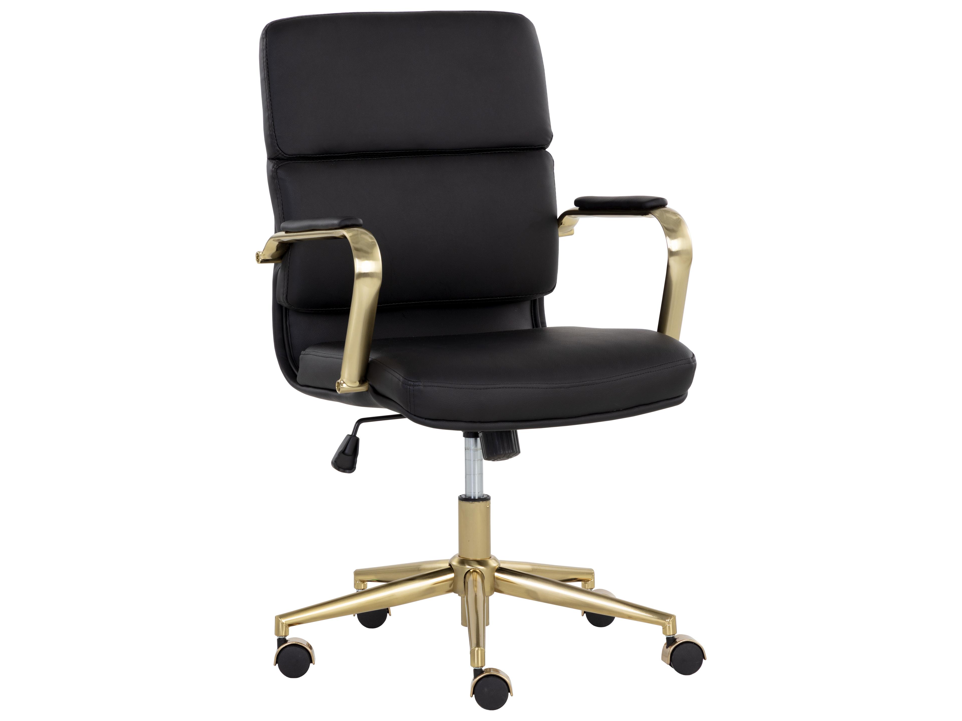 Sunpan Kleo Black Faux Leather Adjustable Computer Office Chair