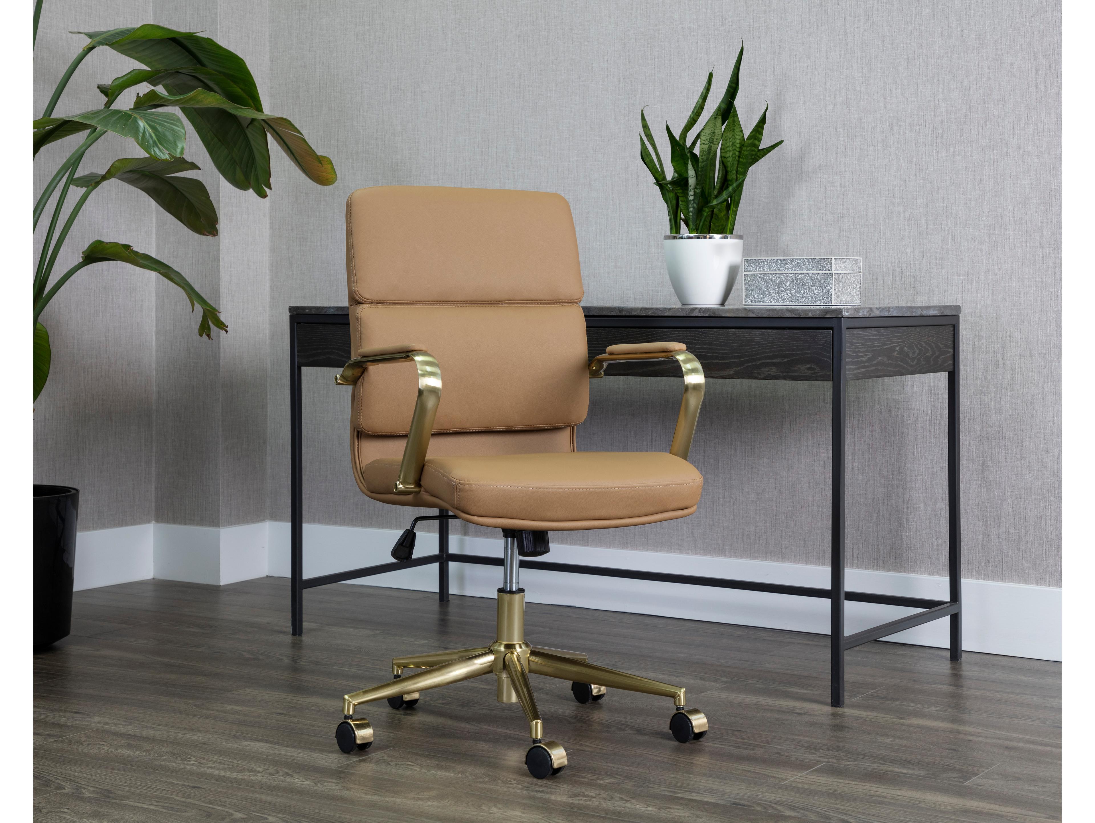 Sunpan Kleo Brown Faux Leather Adjustable Computer Office Chair