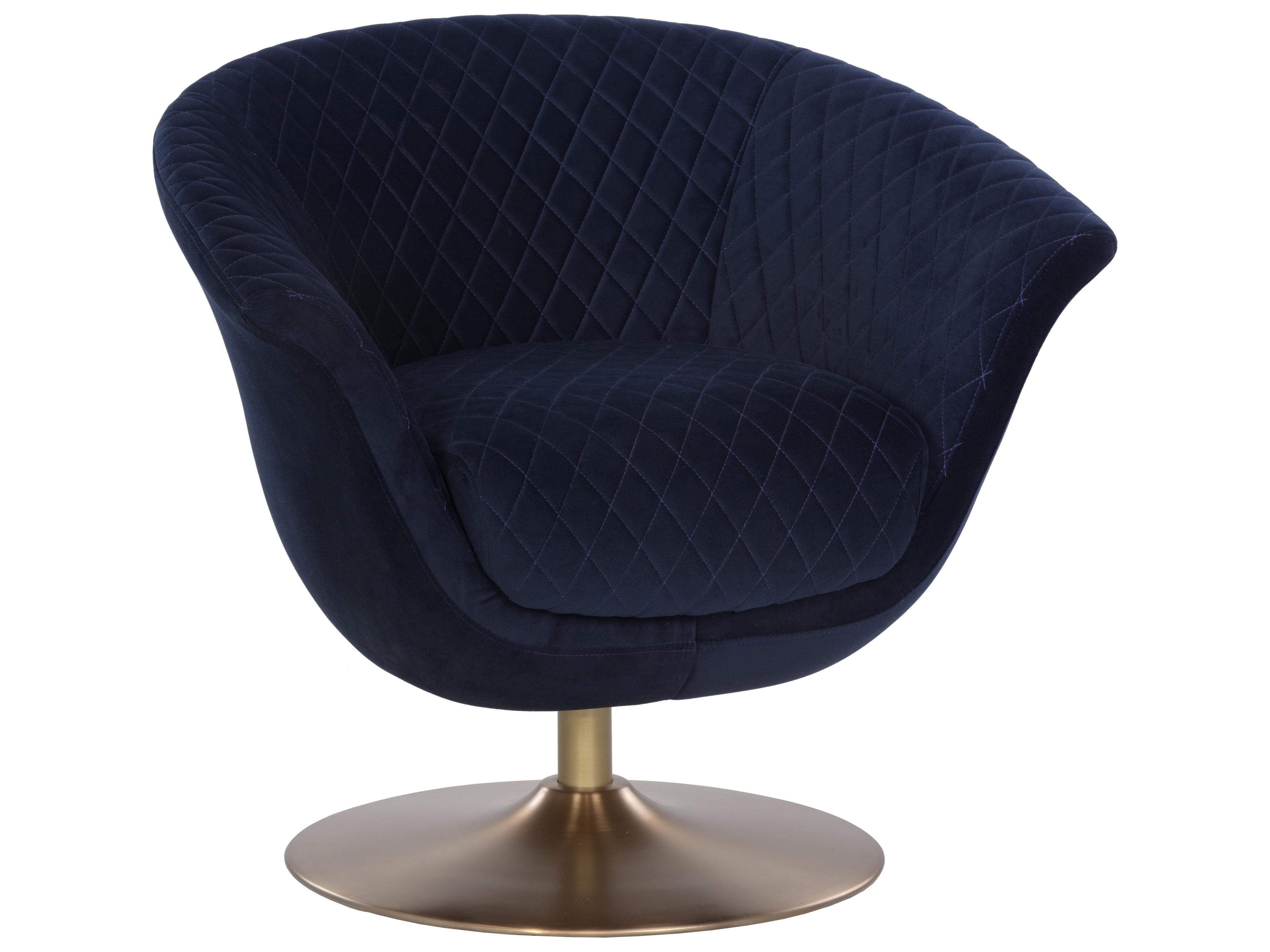 Sunpan Ikon Carine Swivel Blue Fabric Accent Chair