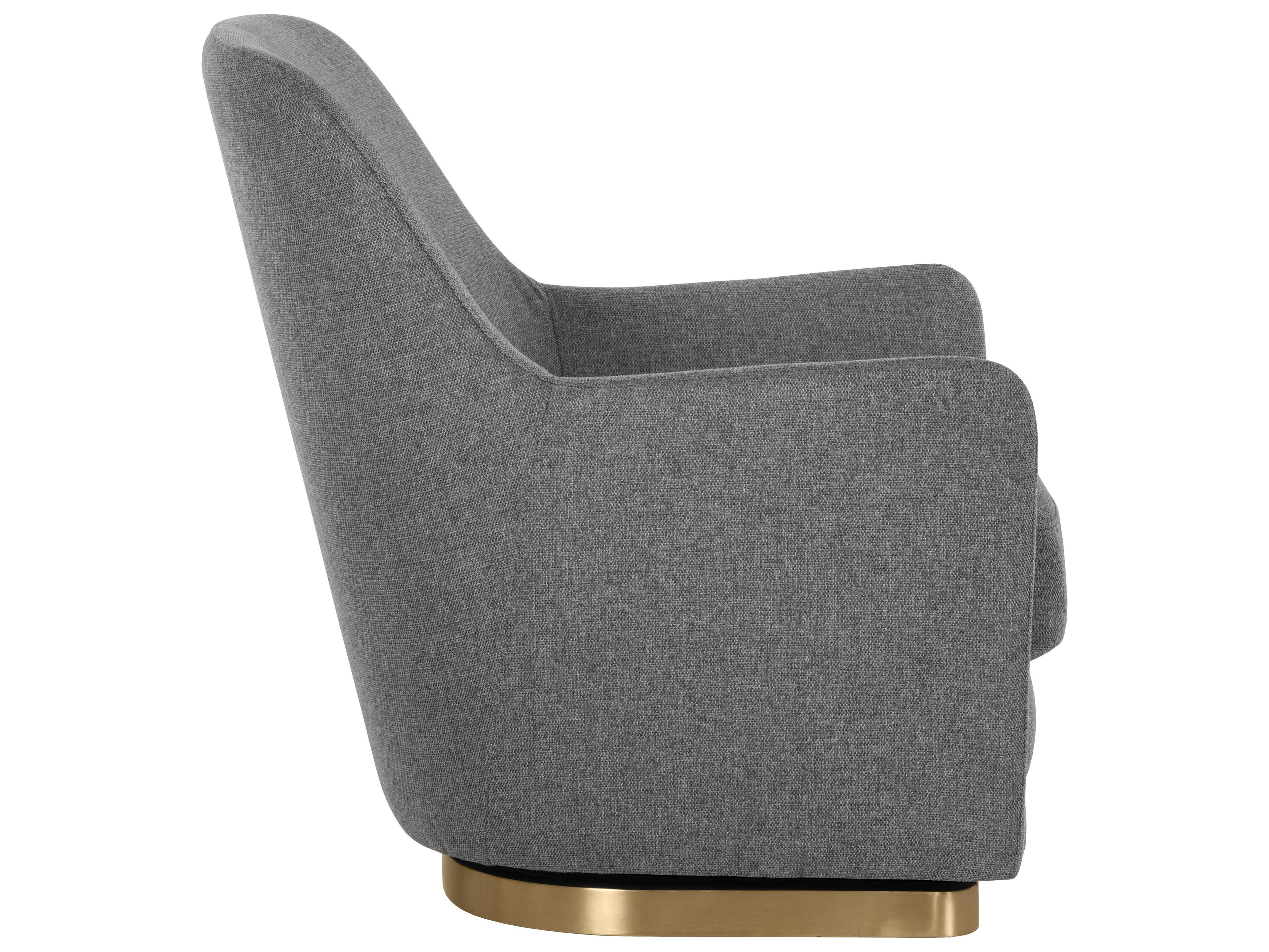 Sunpan Marcela Swivel Gray Fabric Accent Chair