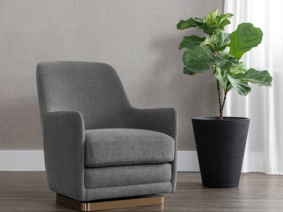 Sunpan Marcela Swivel Gray Fabric Accent Chair