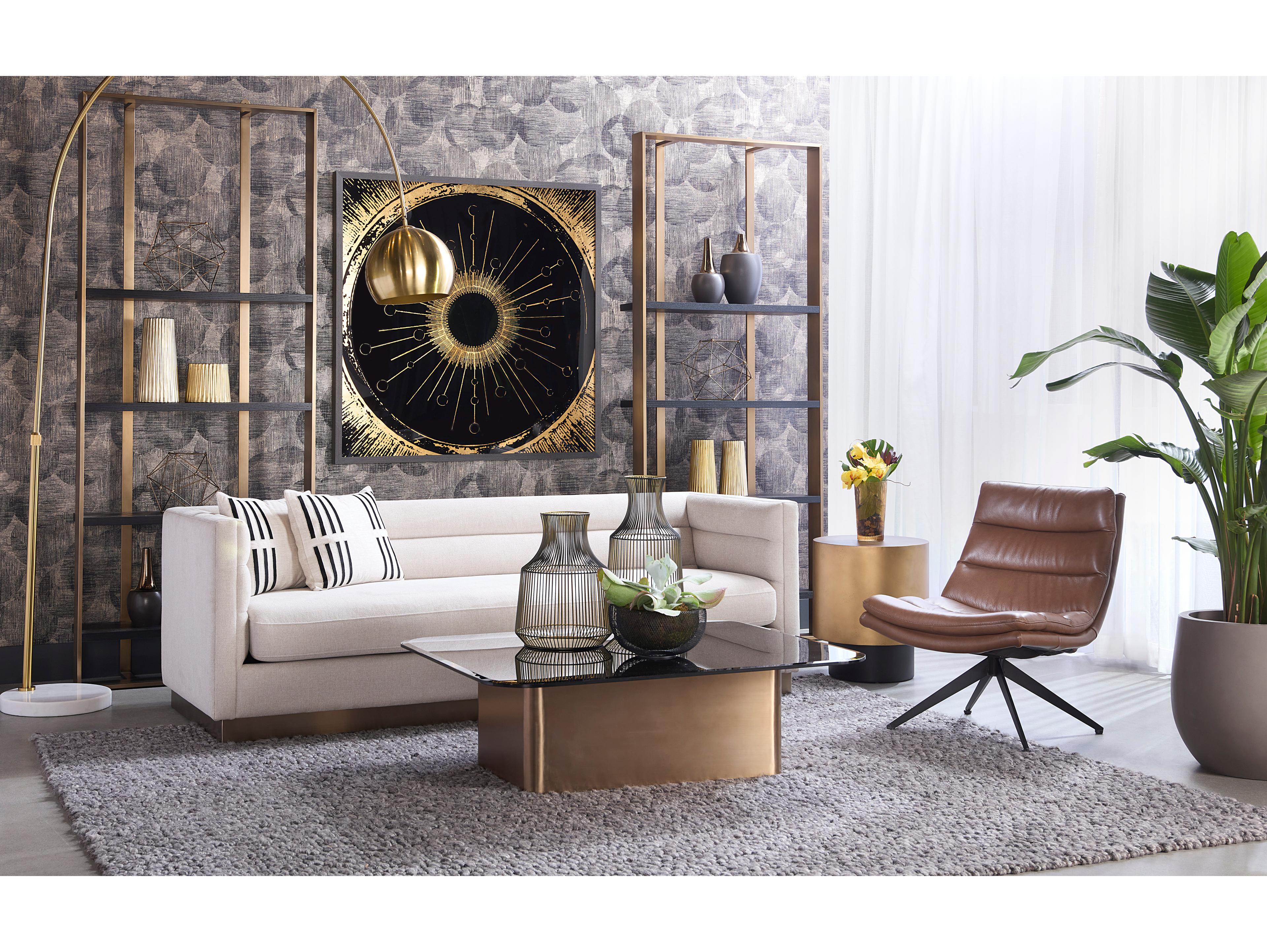 Sunpan Talbot Belfast Oatmeal White Upholstered Sofa