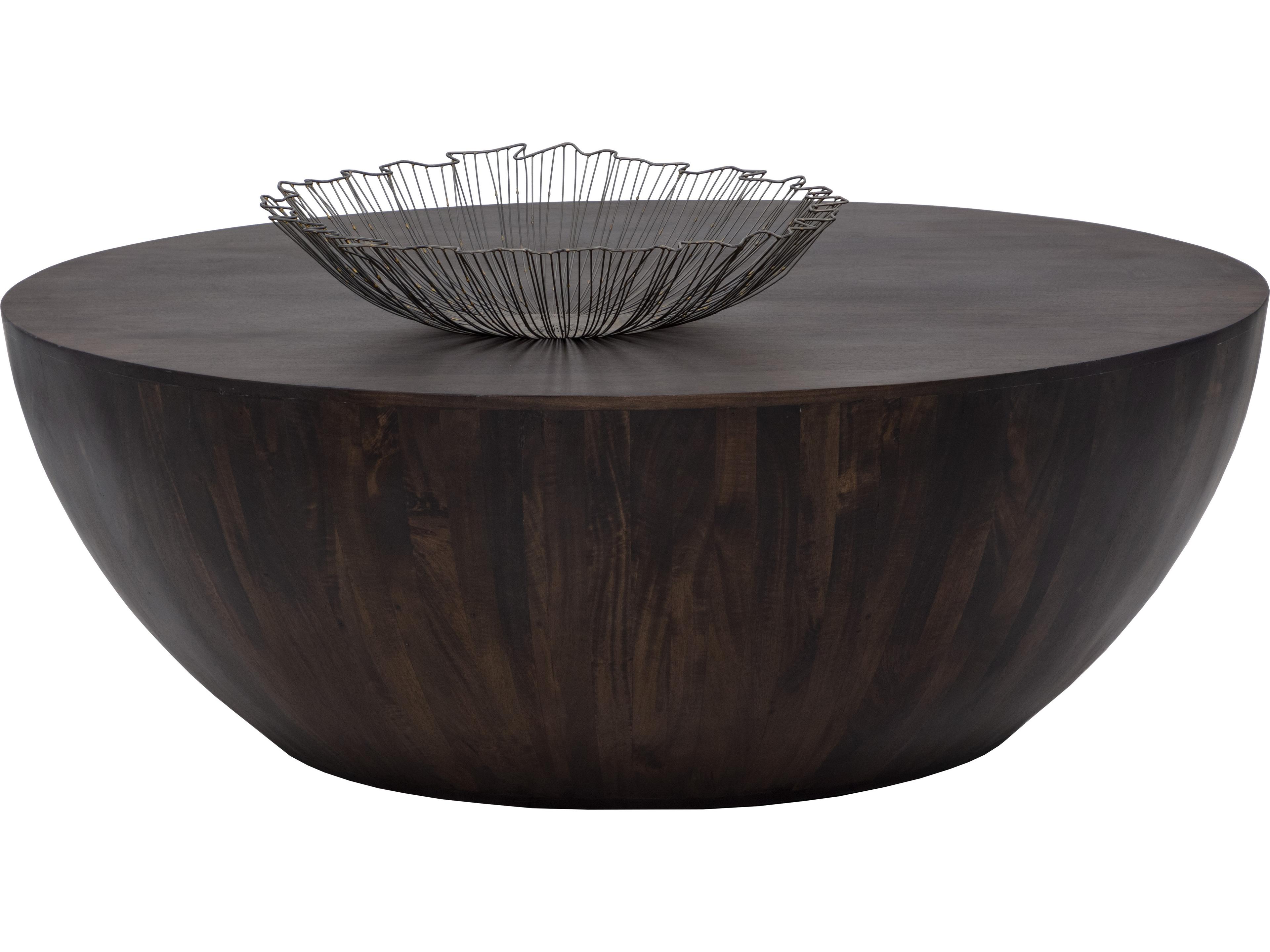 Sunpan Kinsley Round Wood Dark Brown Coffee Table
