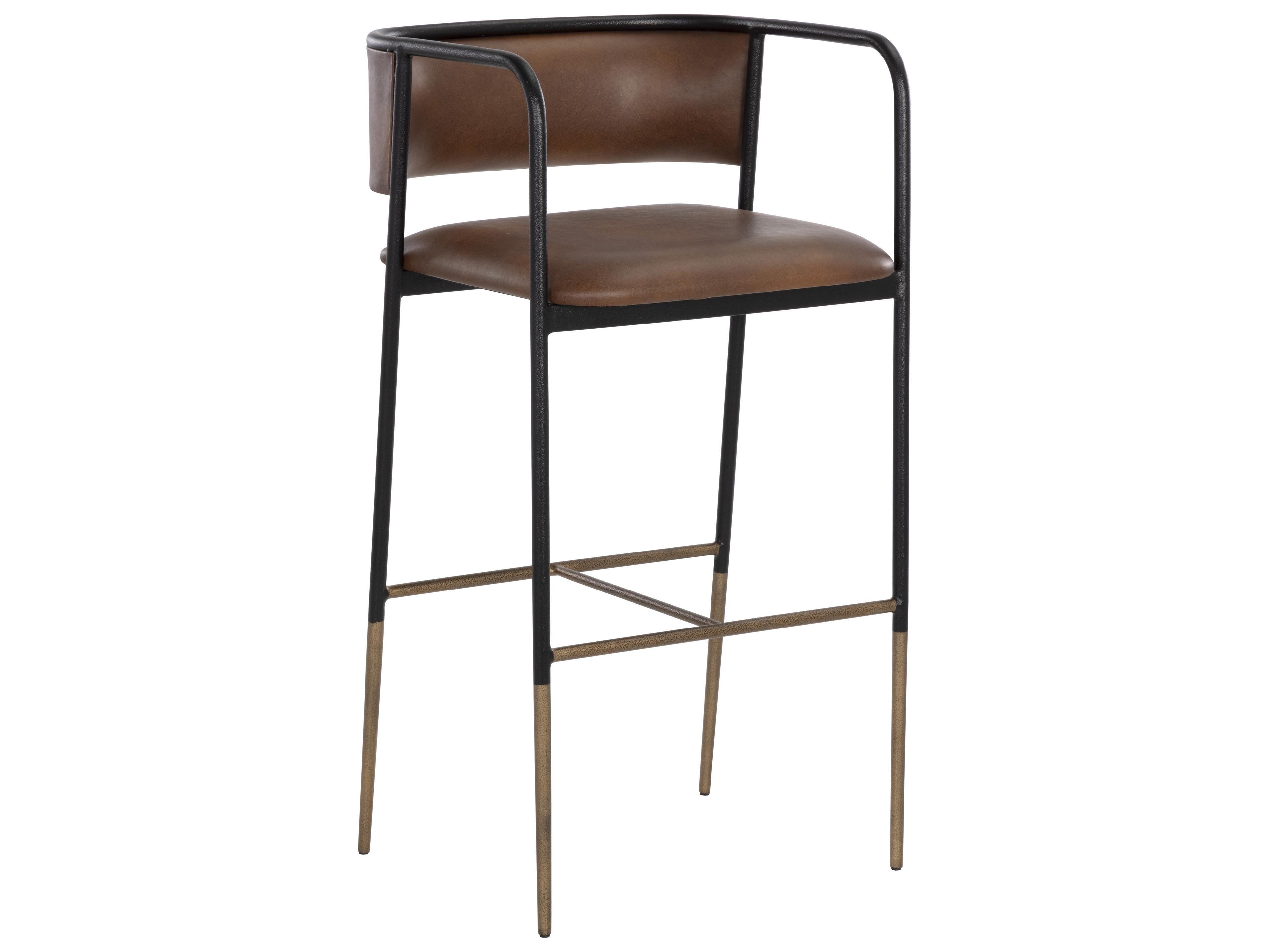 Sunpan Brenan Bravo Cognac Faux Leather Bar Stool