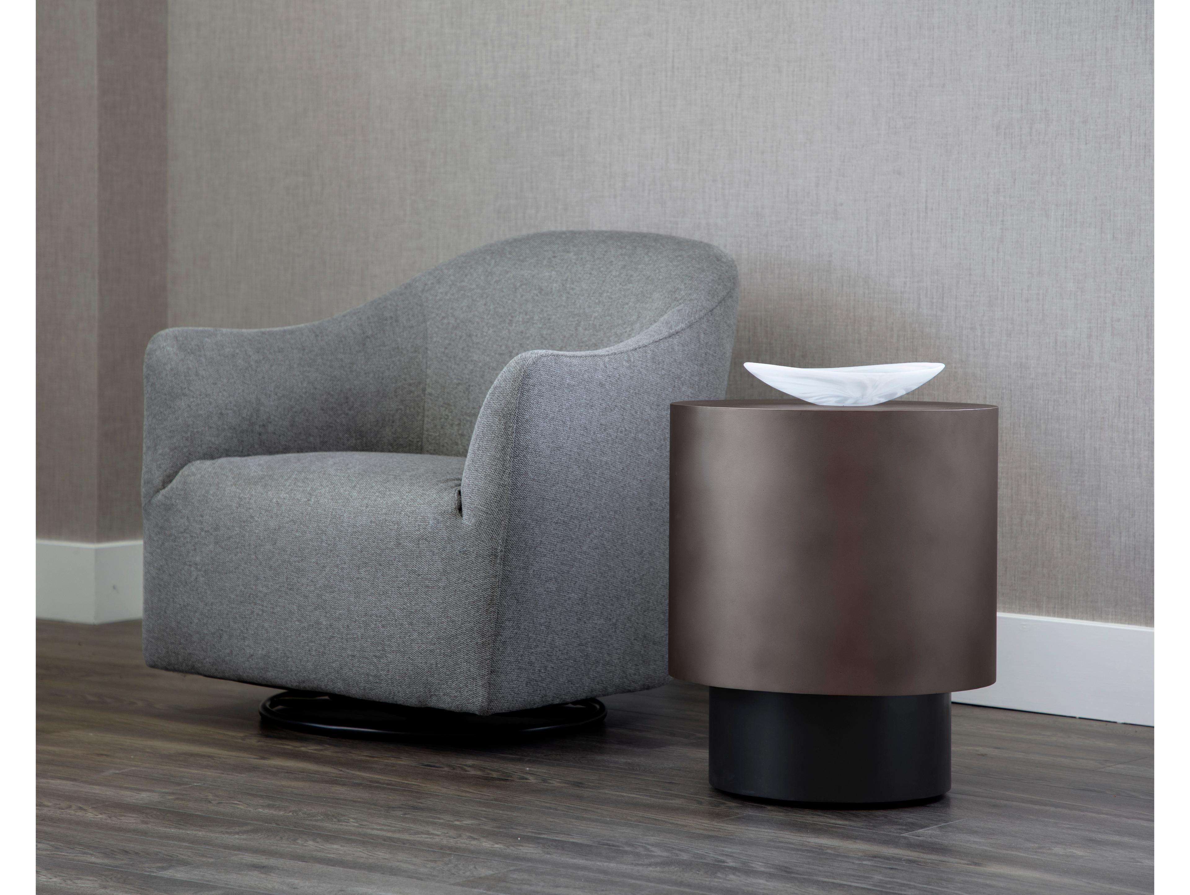 Sunpan Bernaby Round Gunmetal Black End Table