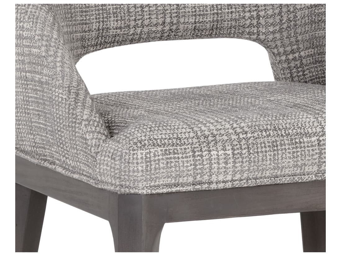 Sunpan Estrada Oak Wood Gray Upholstered Side Dining Chair