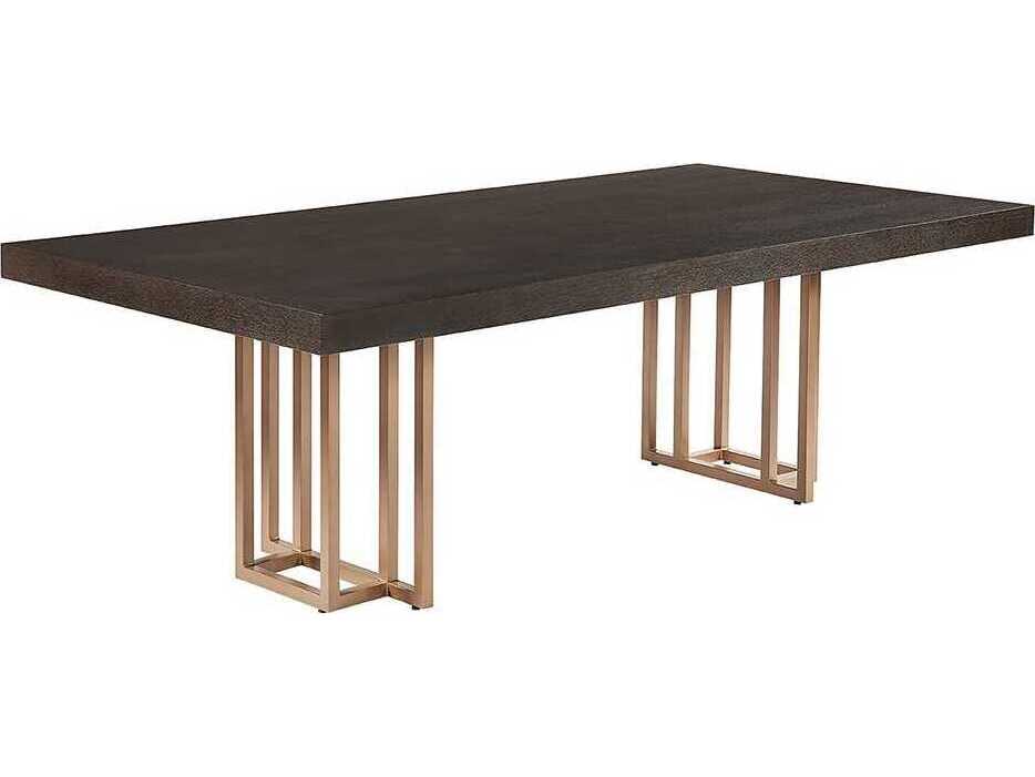 Sunpan Baldessara Rectangular Wood Grey Rustic Bronze Dining Table