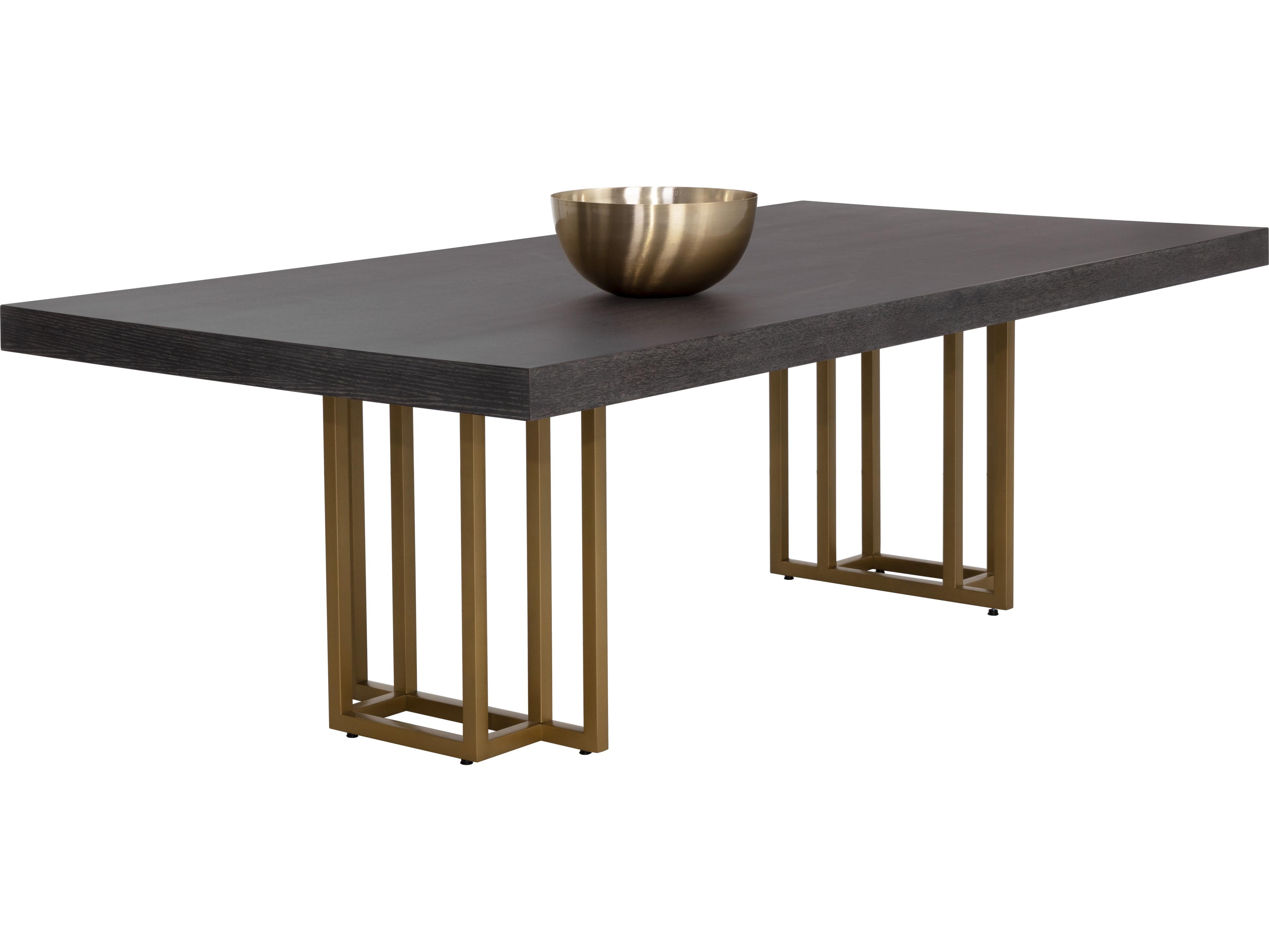 Sunpan Baldessara Rectangular Wood Grey Rustic Bronze Dining Table