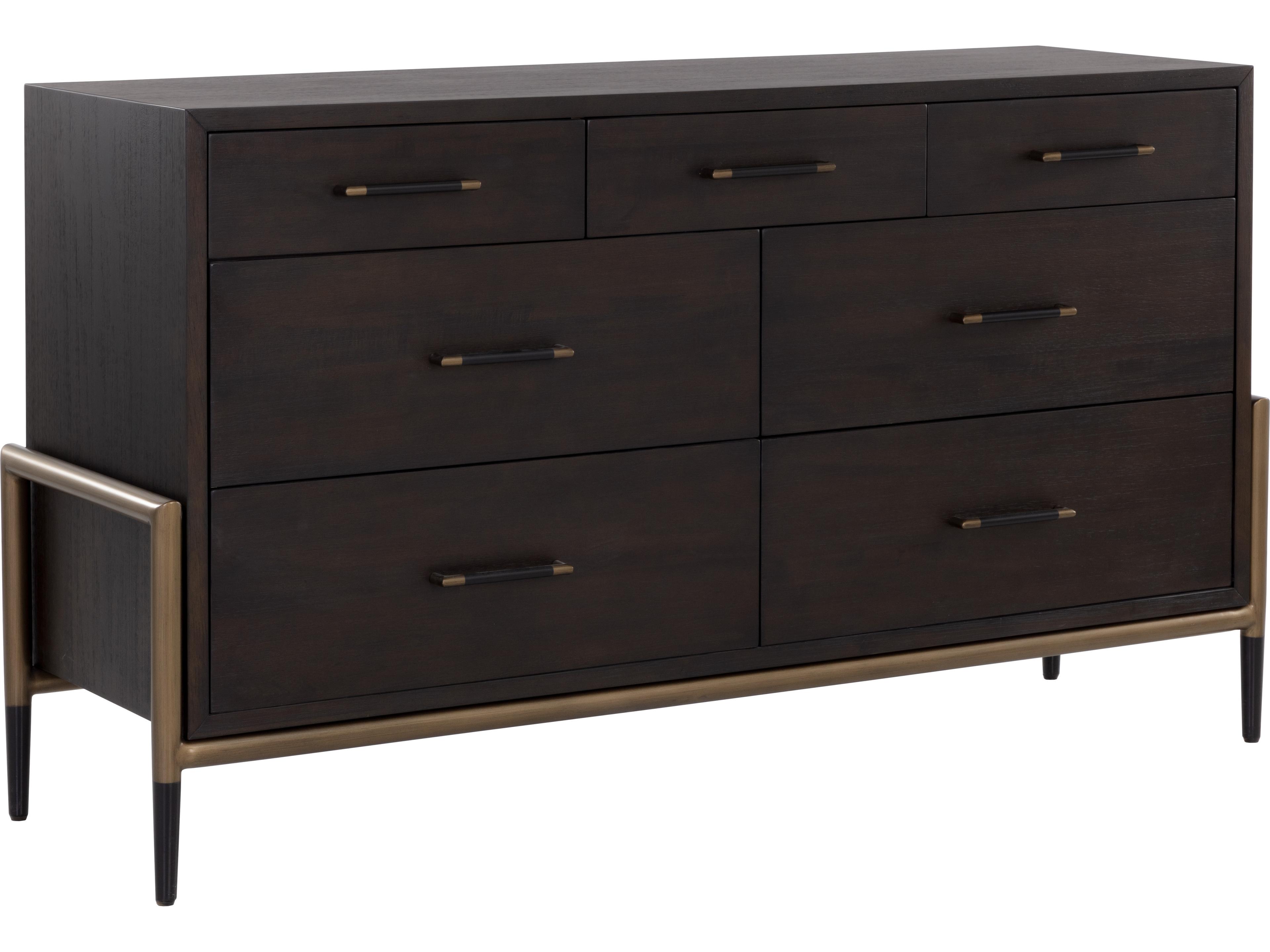 Sunpan Weldrick 7-Drawers Black Acacia Wood Double Dresser