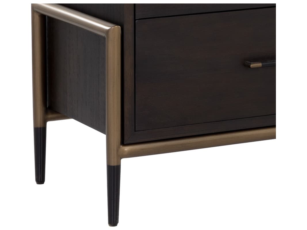Sunpan Weldrick 7-Drawers Black Acacia Wood Double Dresser