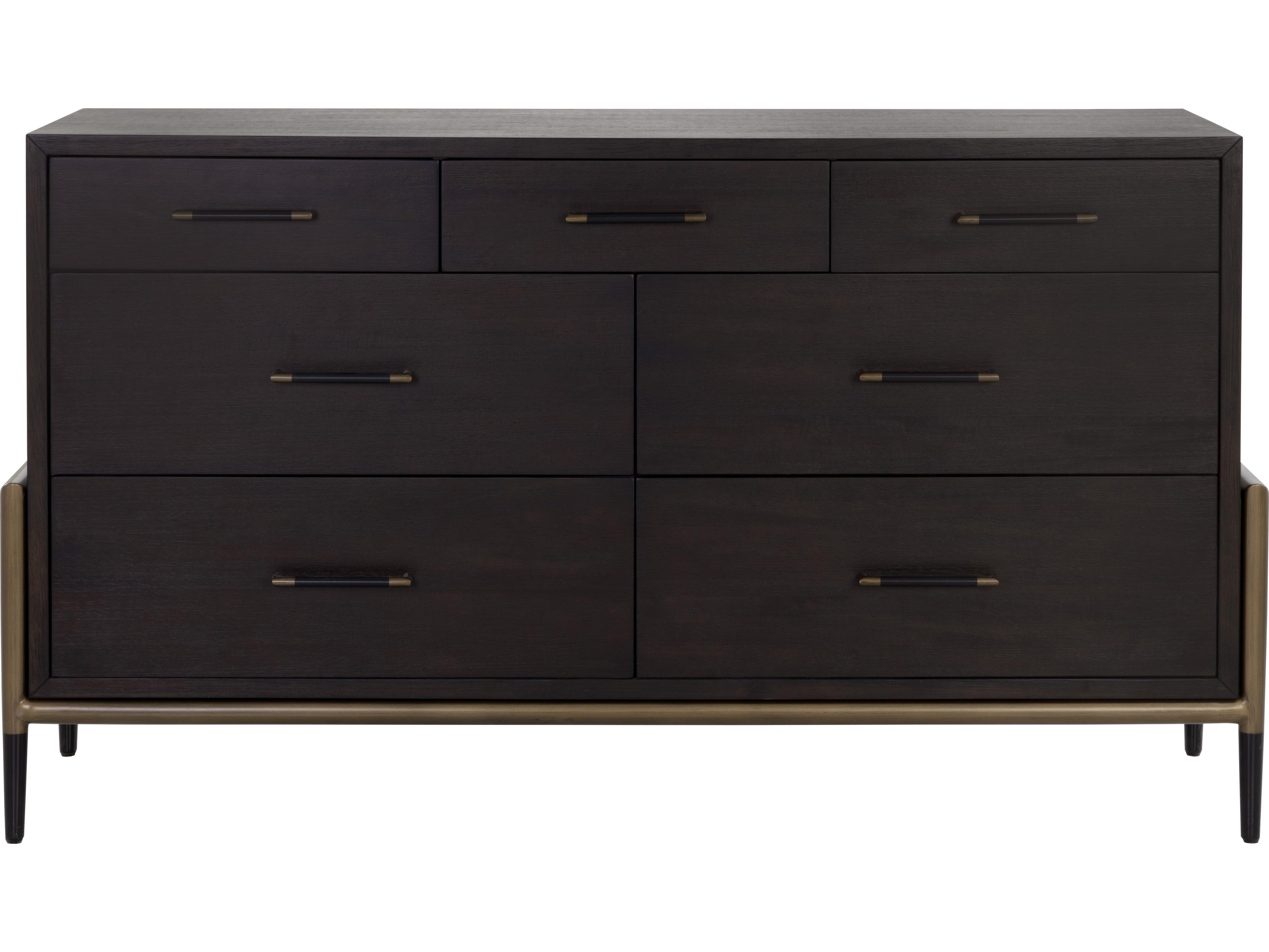 Sunpan Weldrick 7-Drawers Black Acacia Wood Double Dresser
