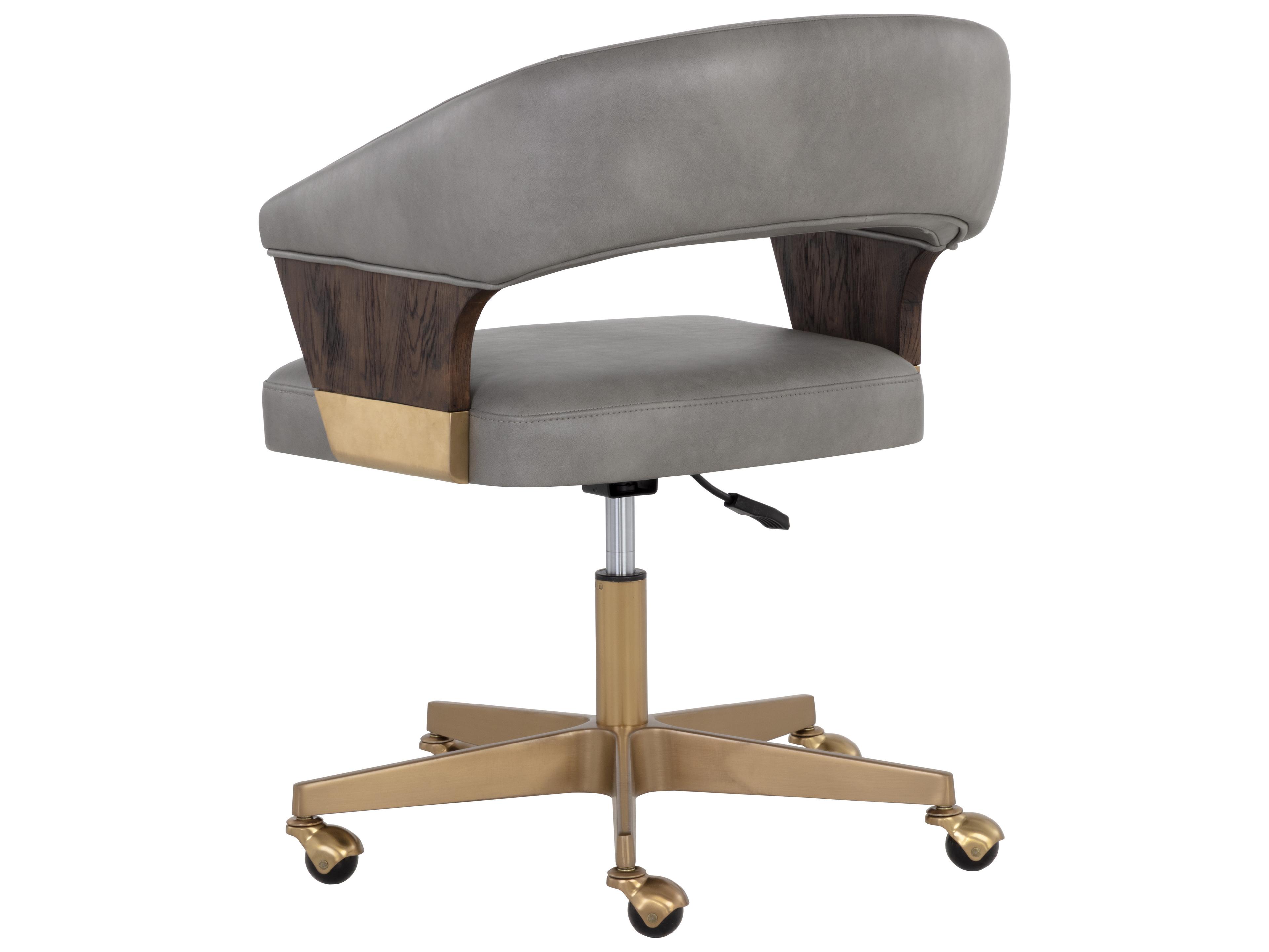 Sunpan Leonce Gray Faux Leather Adjustable Computer Chair