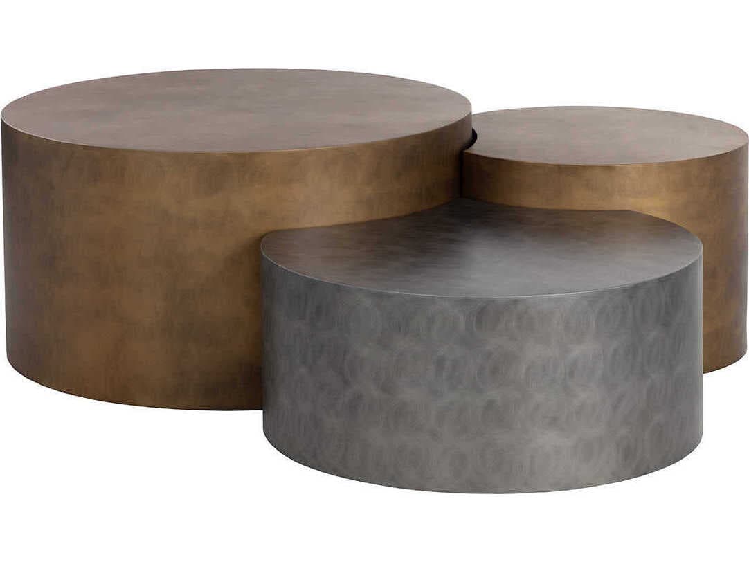 Sunpan Neo Round Metal Antique Brass Coffee Table