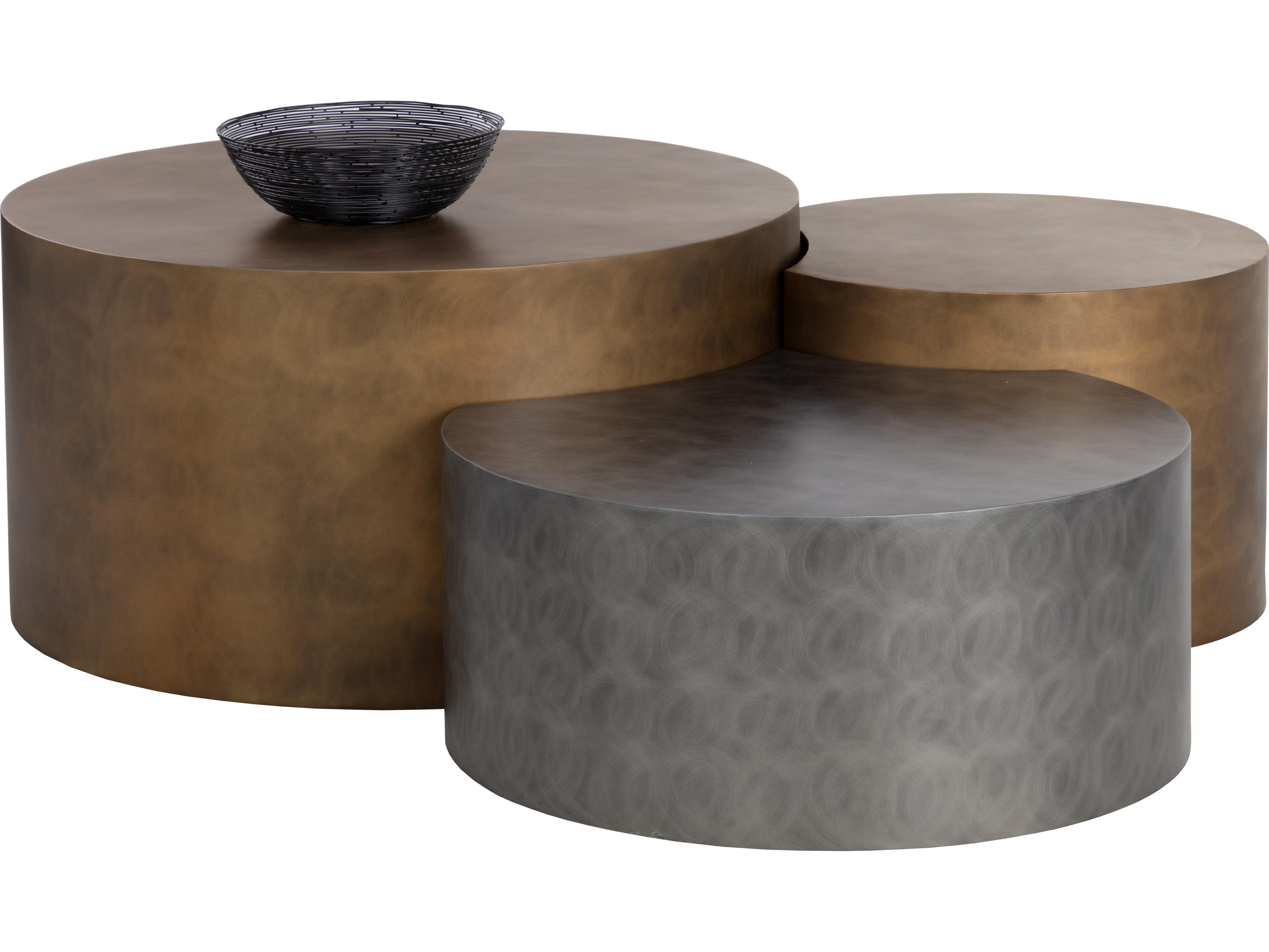 Sunpan Neo Round Metal Antique Brass Coffee Table