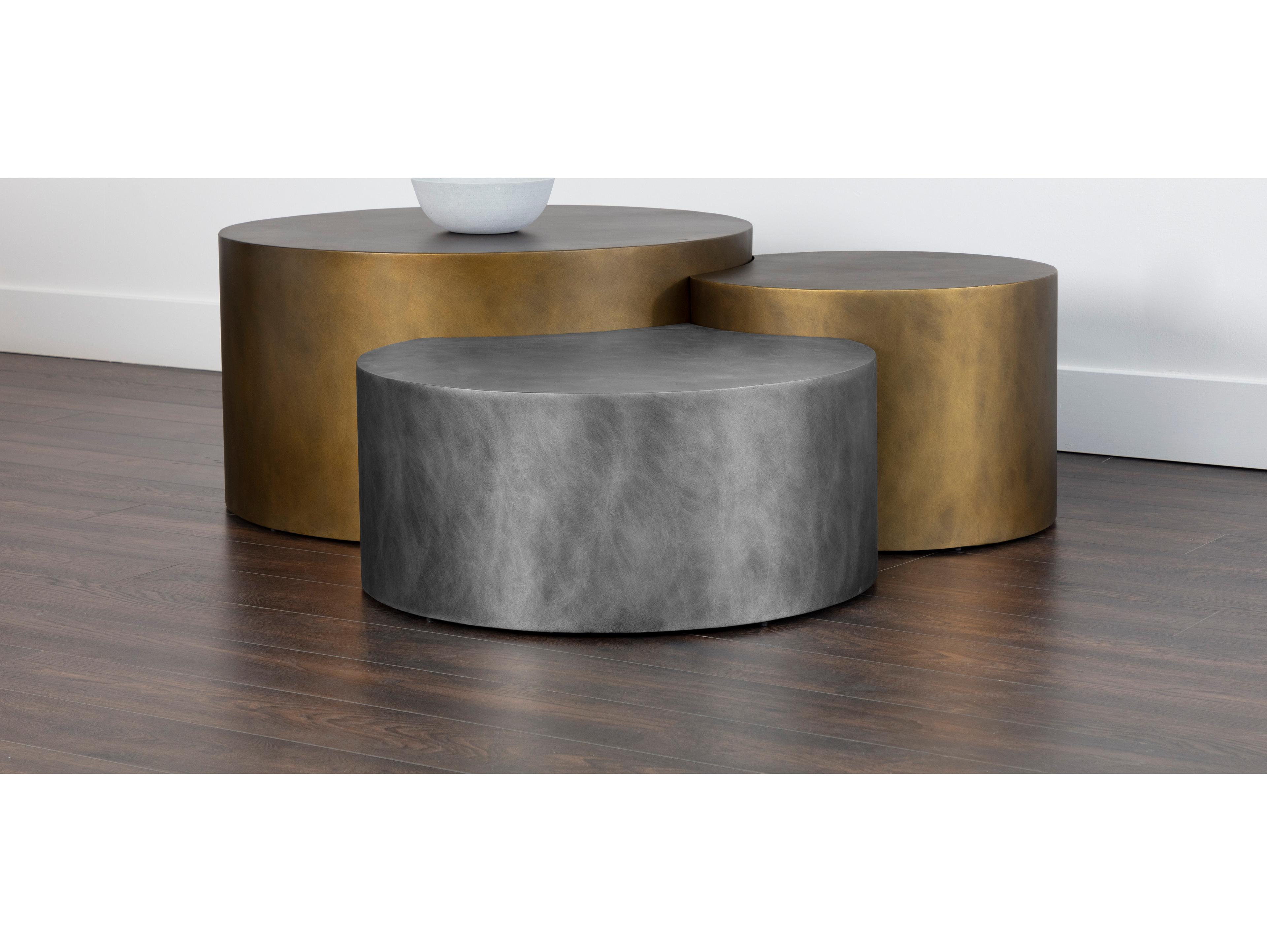 Sunpan Neo Round Metal Antique Brass Coffee Table