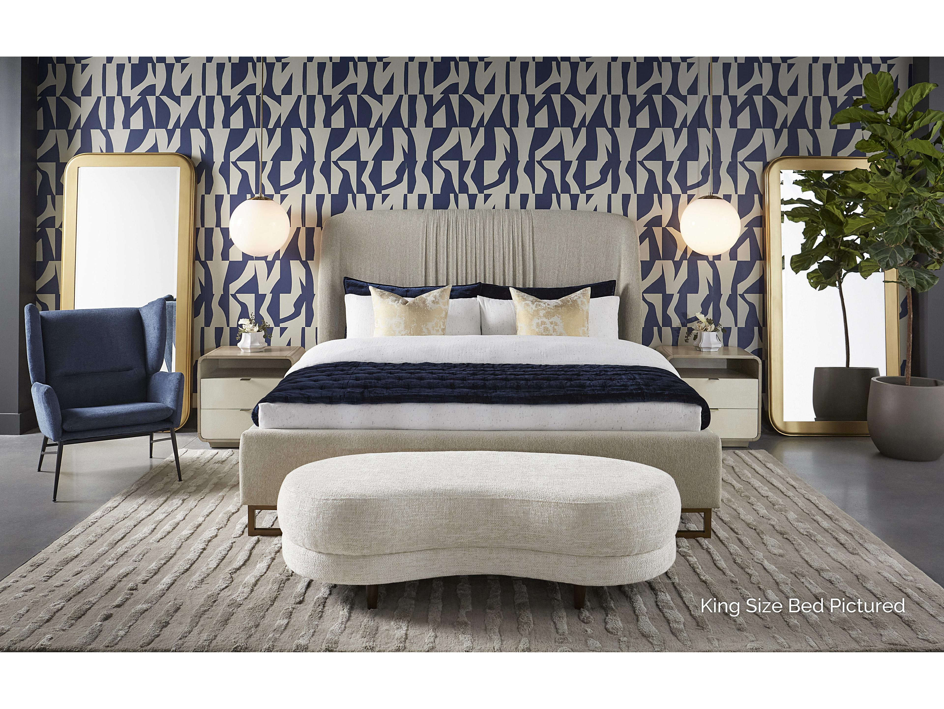 Sunpan Nevin Dove Cream Beige Upholstered Queen Platform Bed