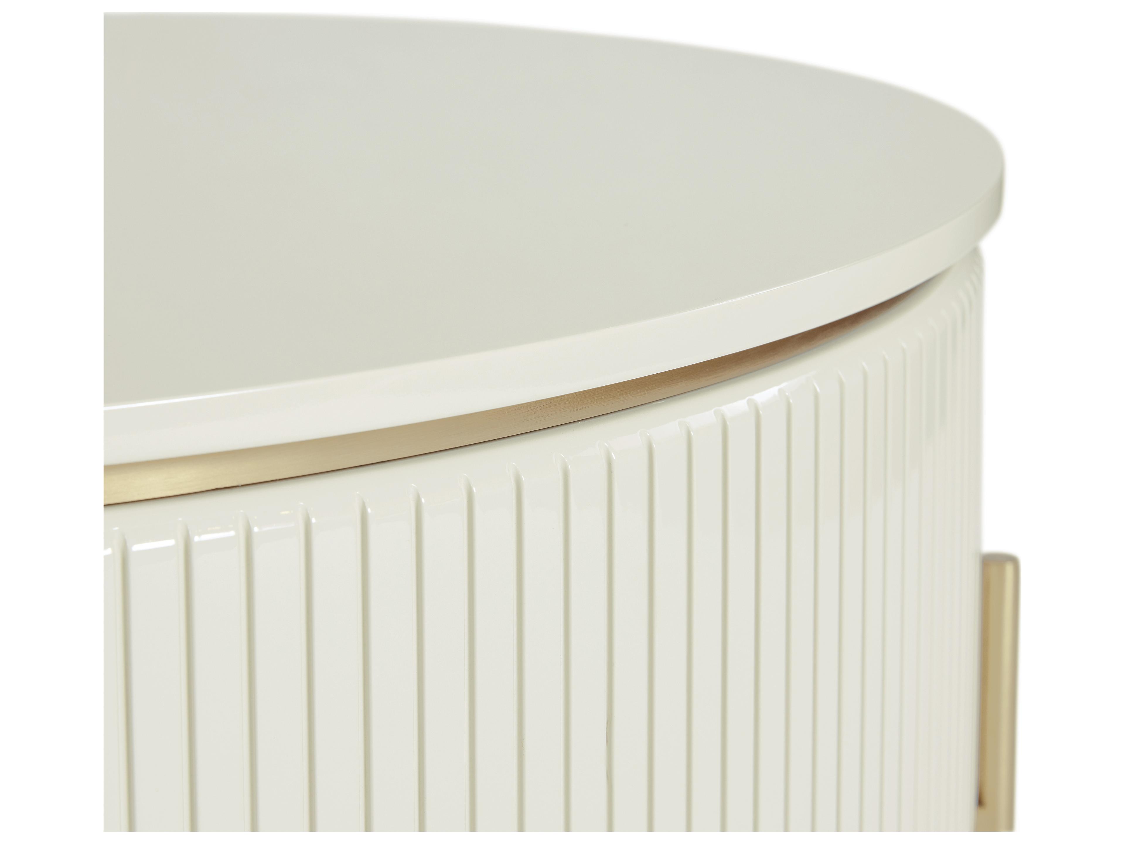 Sunpan Paloma Round Wood High Gloss Cream Coffee Table