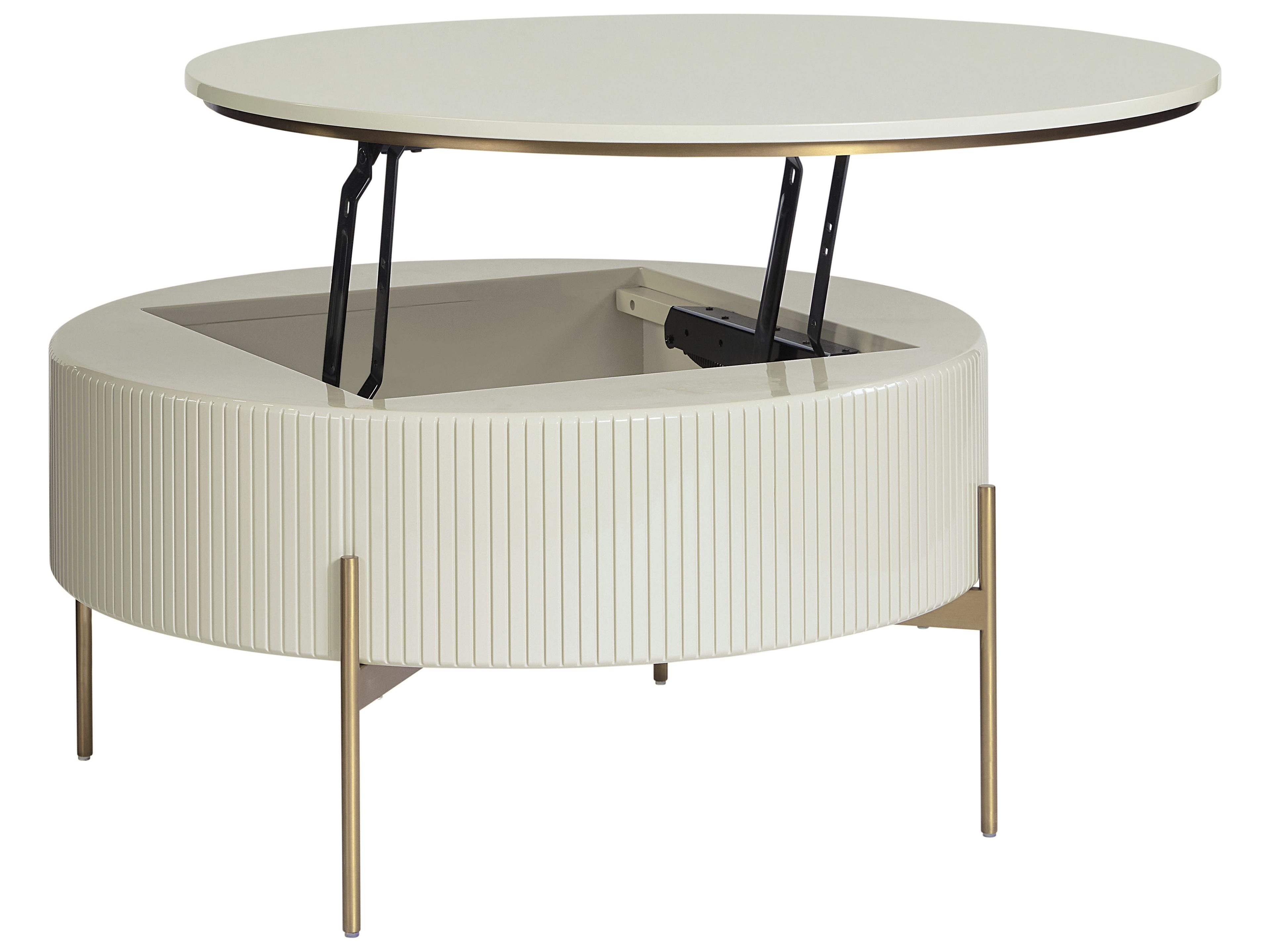 Sunpan Paloma Round Wood High Gloss Cream Coffee Table