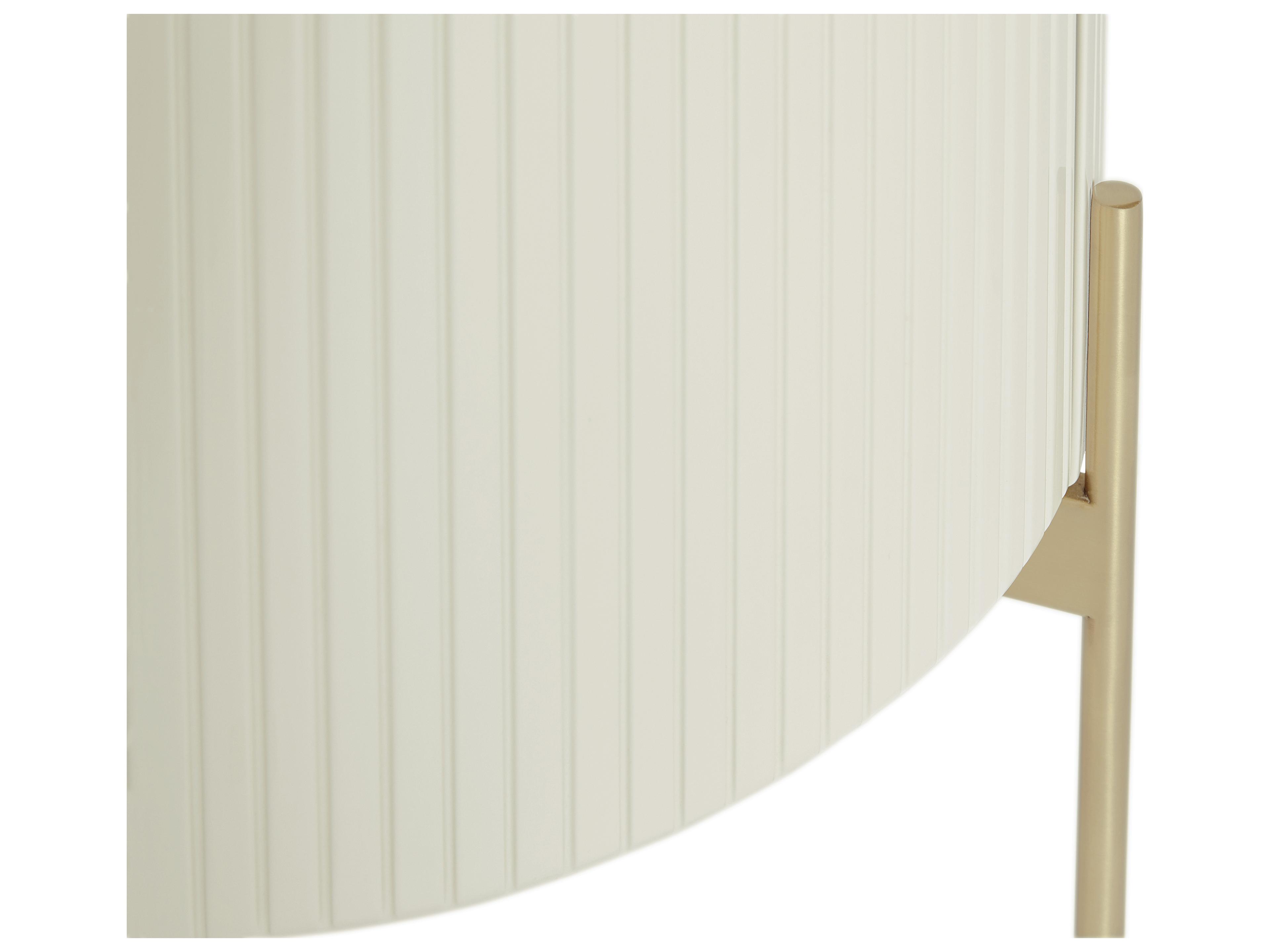 Sunpan Paloma Round Wood High Gloss Cream End Table