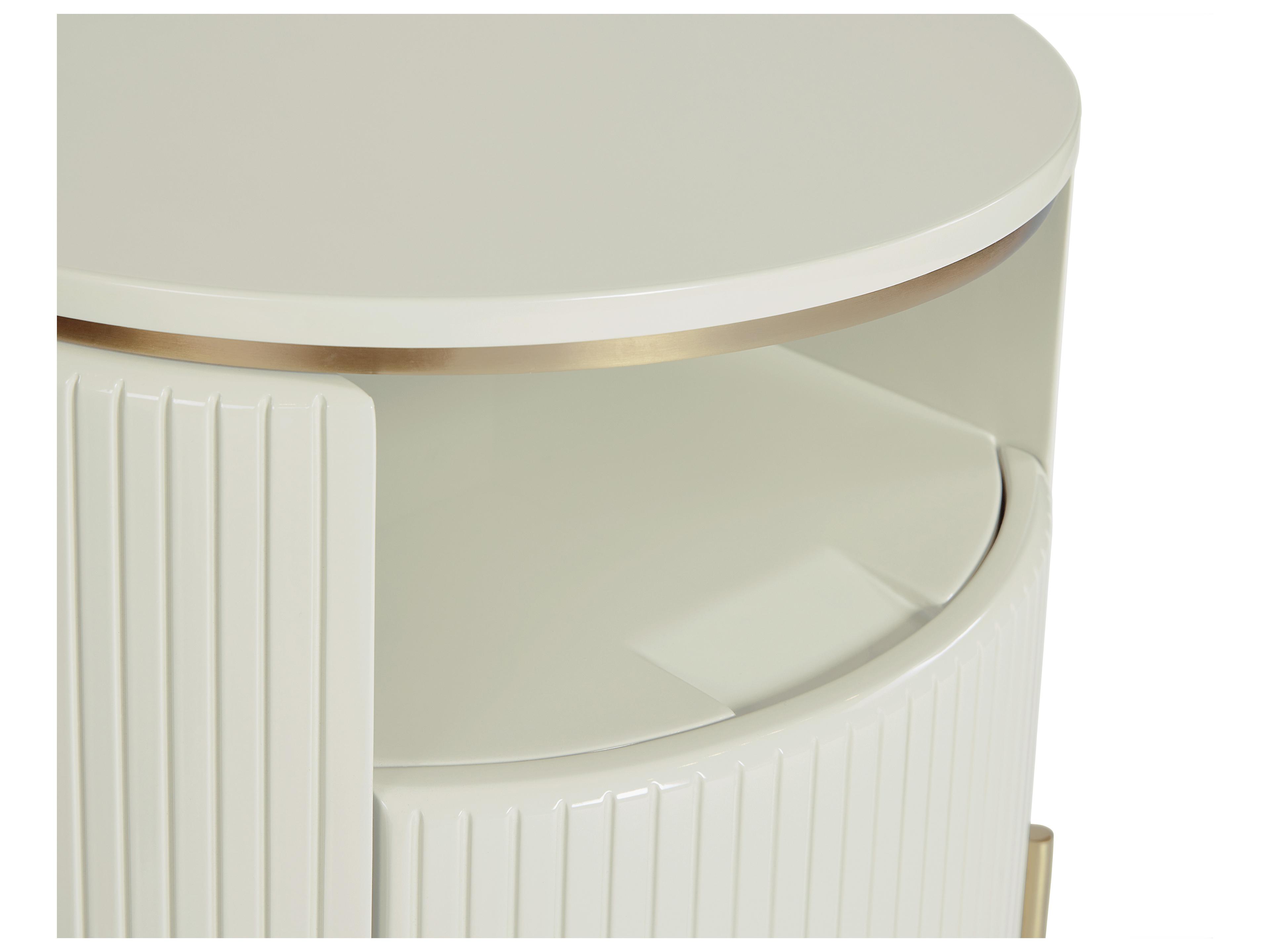 Sunpan Paloma Round Wood High Gloss Cream End Table