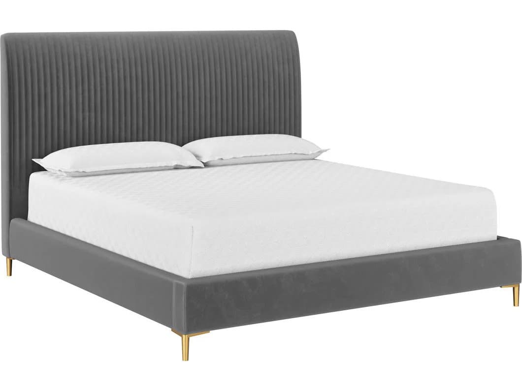 Sunpan Harris Casablanca Storm Gray Upholstered King Platform Bed